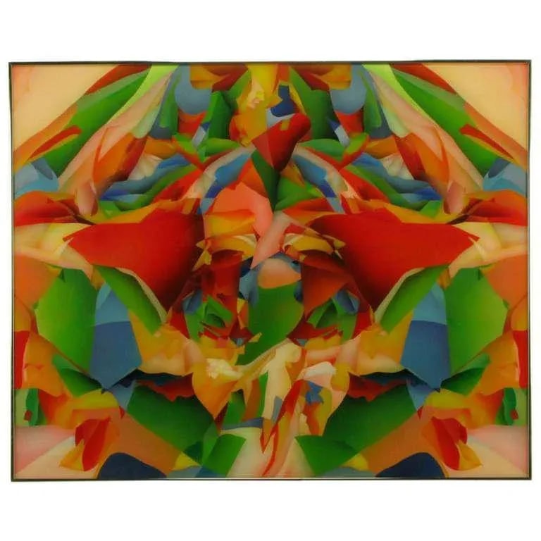 Large and Colorful Abstract Reverse Screen Print on Acrylic, Circa 1978 - 2