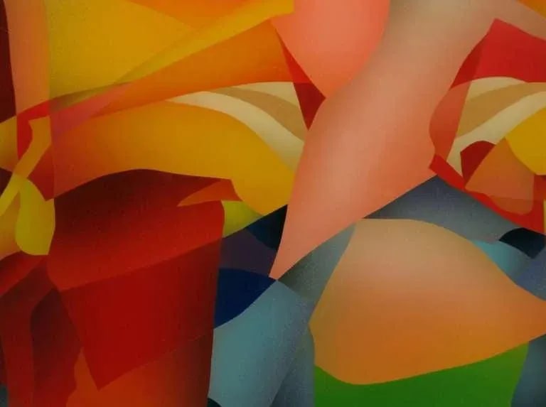 Large and Colorful Abstract Reverse Screen Print on Acrylic, Circa 1978 - 6
