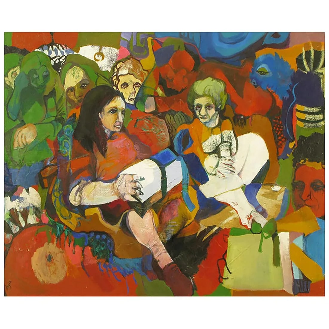 Large Colorful Figural Oil Painting by Gloria Dugan - 8