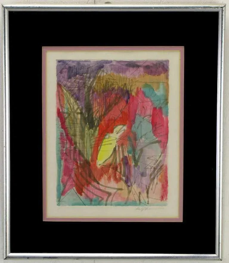 Jewel Tone Abstract Water Color & Ink Painting - 2