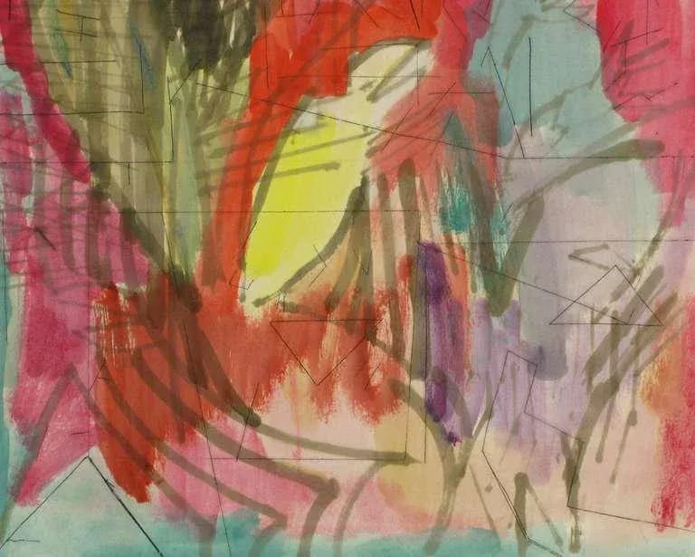 Jewel Tone Abstract Water Color & Ink Painting - 4