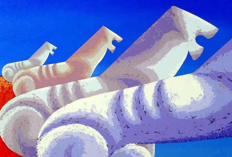 Large Painting of Sphinxes Against Blue Sky by Leon Bishop (1927-2006) - 3