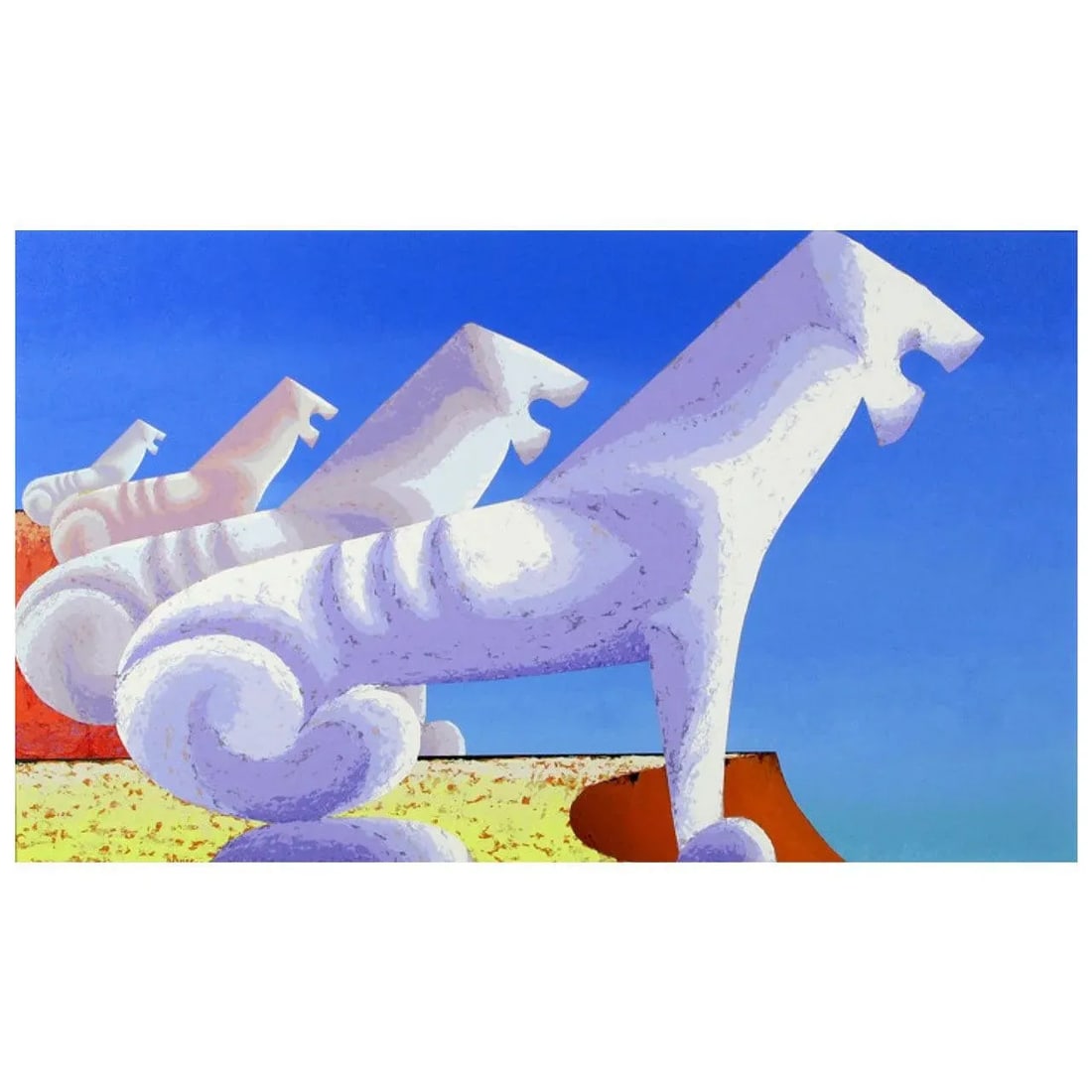 Large Painting of Sphinxes Against Blue Sky by Leon Bishop (1927-2006) - 9
