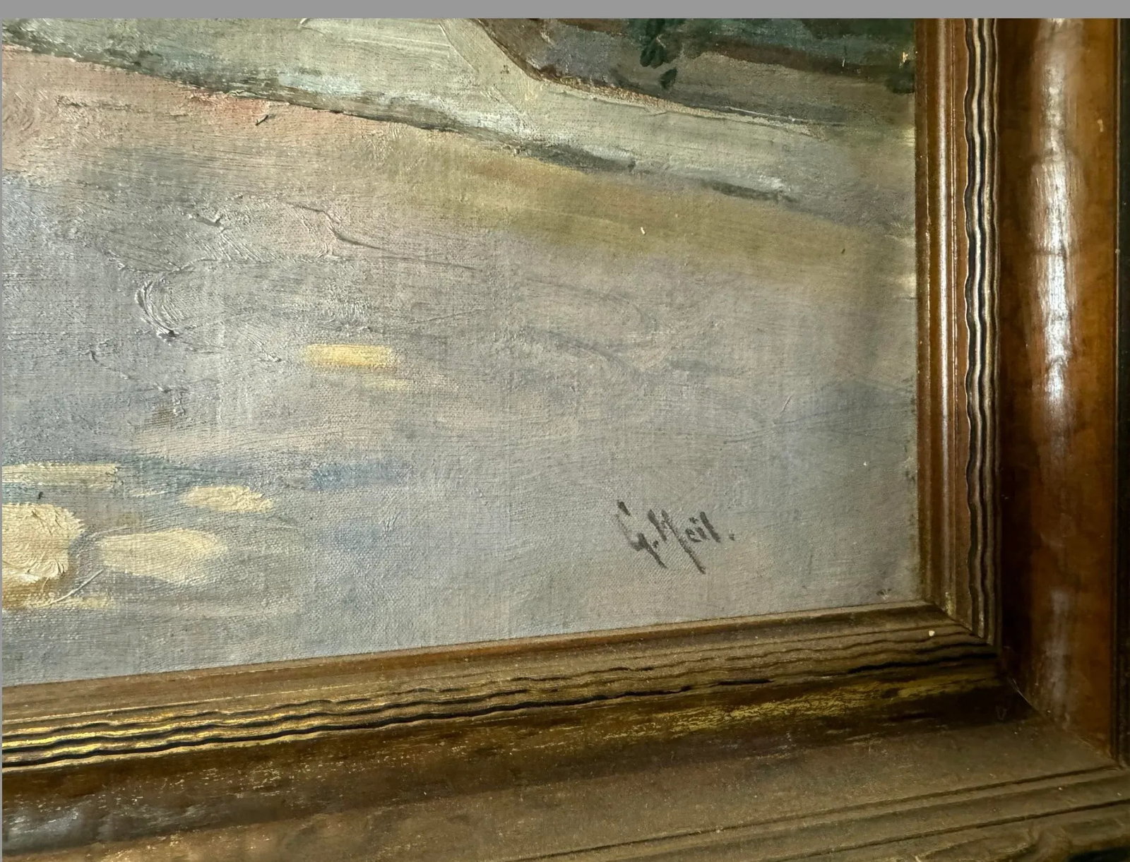 Early 20th Century Antique Impressionistic Landscape Oil Painting Countryside Chapel Signed G. Heil, - 6