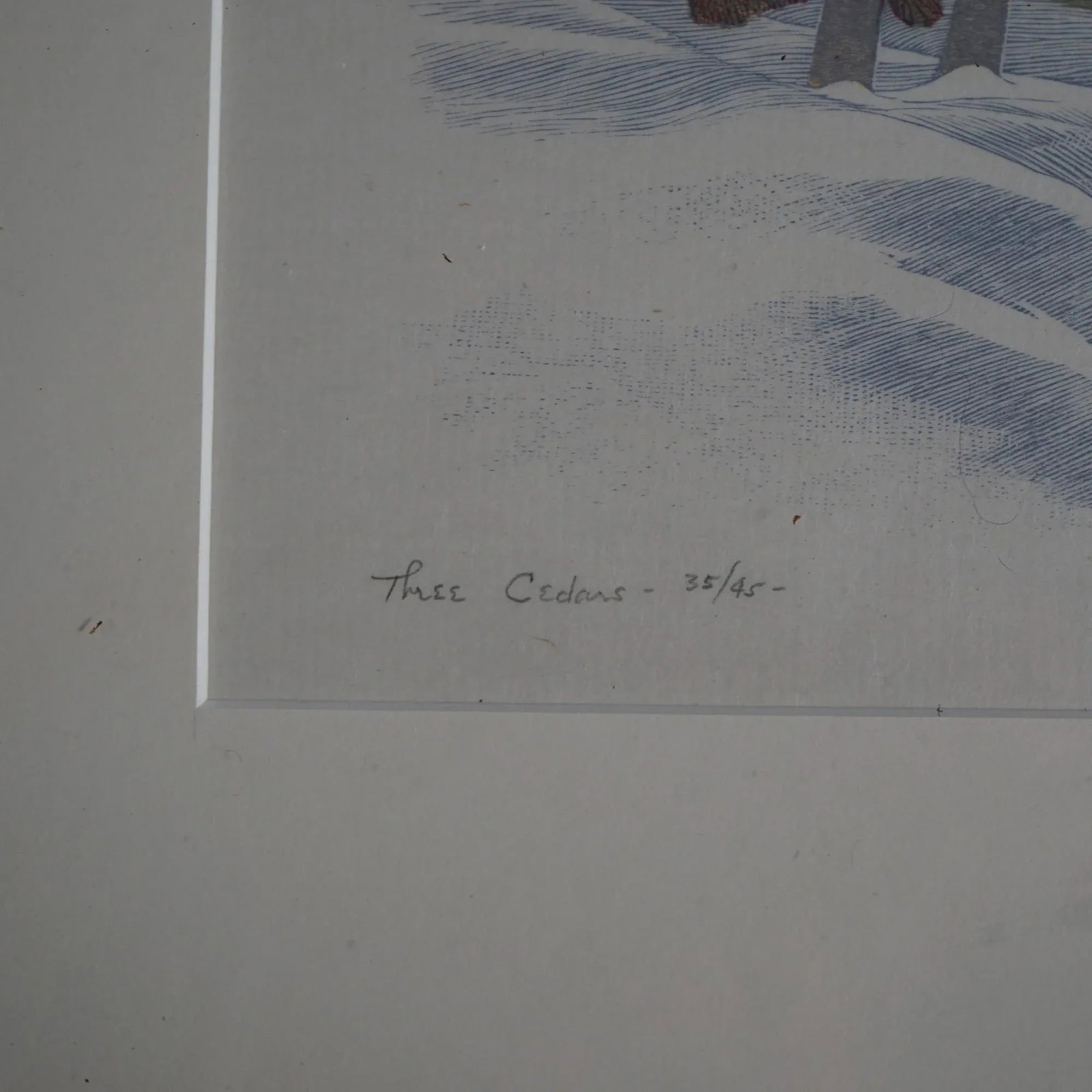 James Haven Print "Three Cedars" Winter Farm Scene Signed & Numbered C1945 - 2
