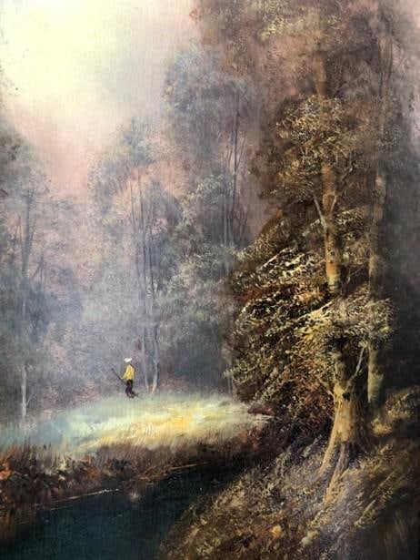 Vintage Signed Romantic Landscape Oil Painting in Ornate Gilt Frame - 8