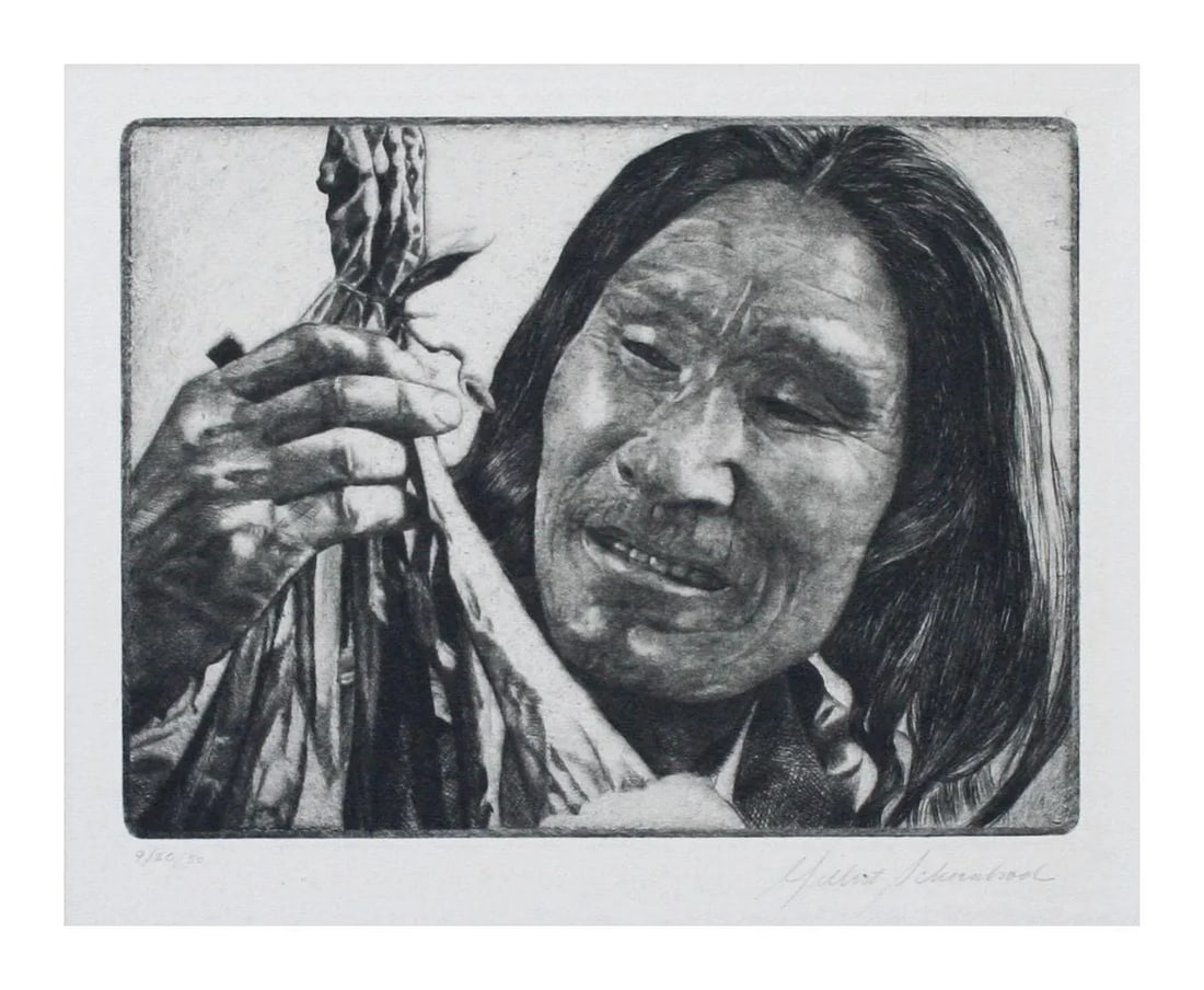 1930s Photo Realist Drypoint Etching Portrait "The Hunter" - 2