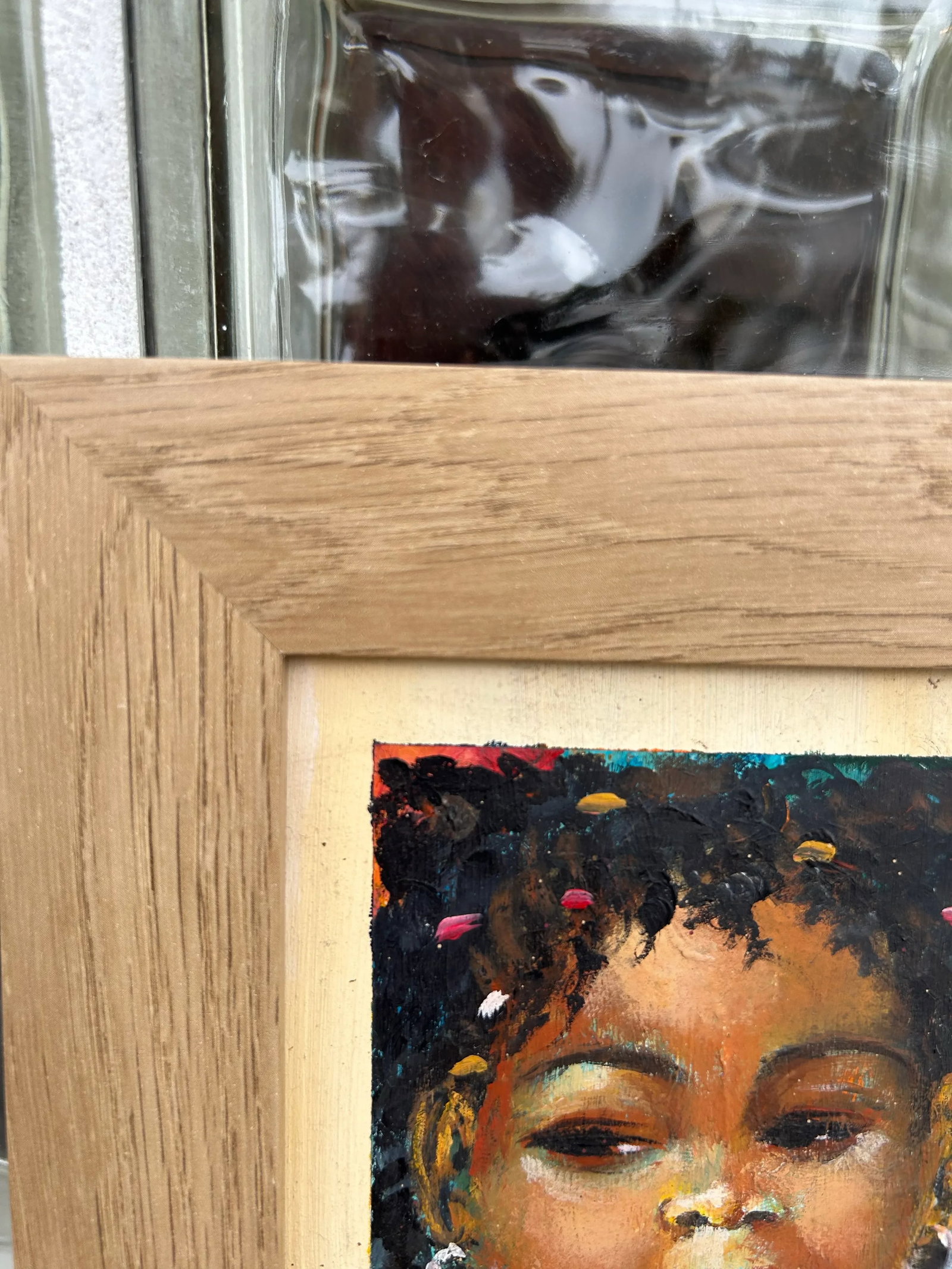 1990s Haitian Painting on Board of Girl With Lollipop by Carel Blain, Framed - 3