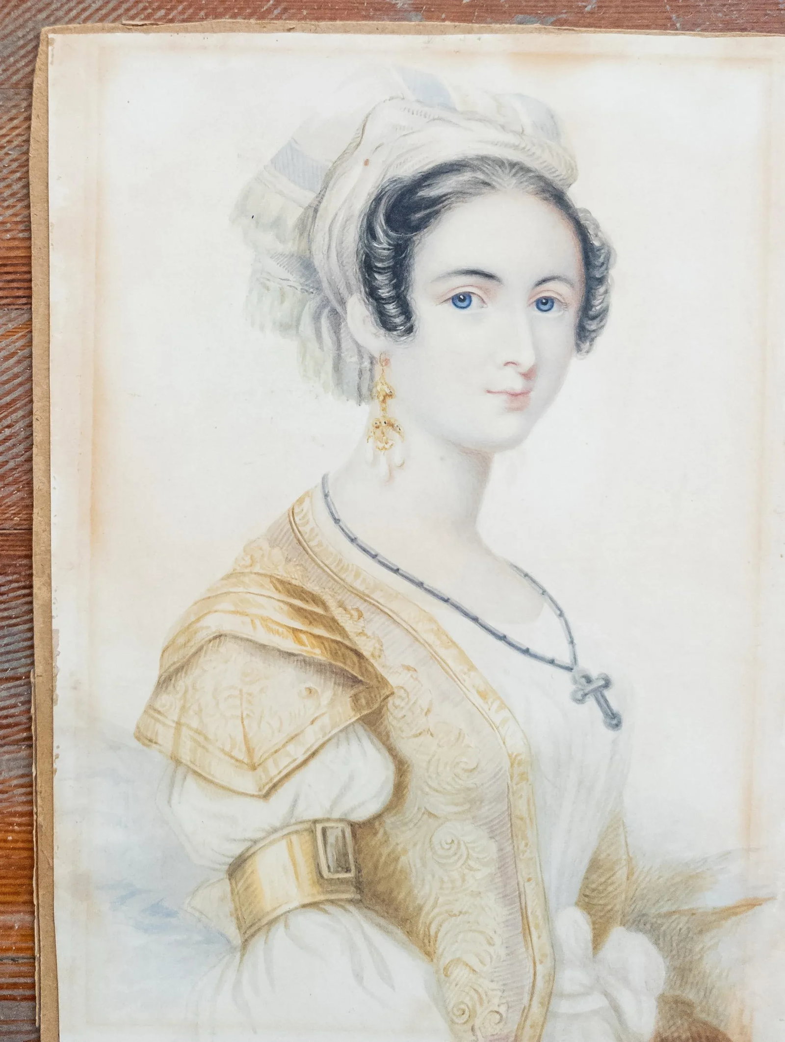 19th Century English Fine Watercolor Portrait Painting of a Lady - 2