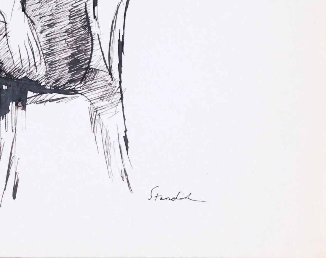 Bold Seated Figure 20th Century Ink - 2