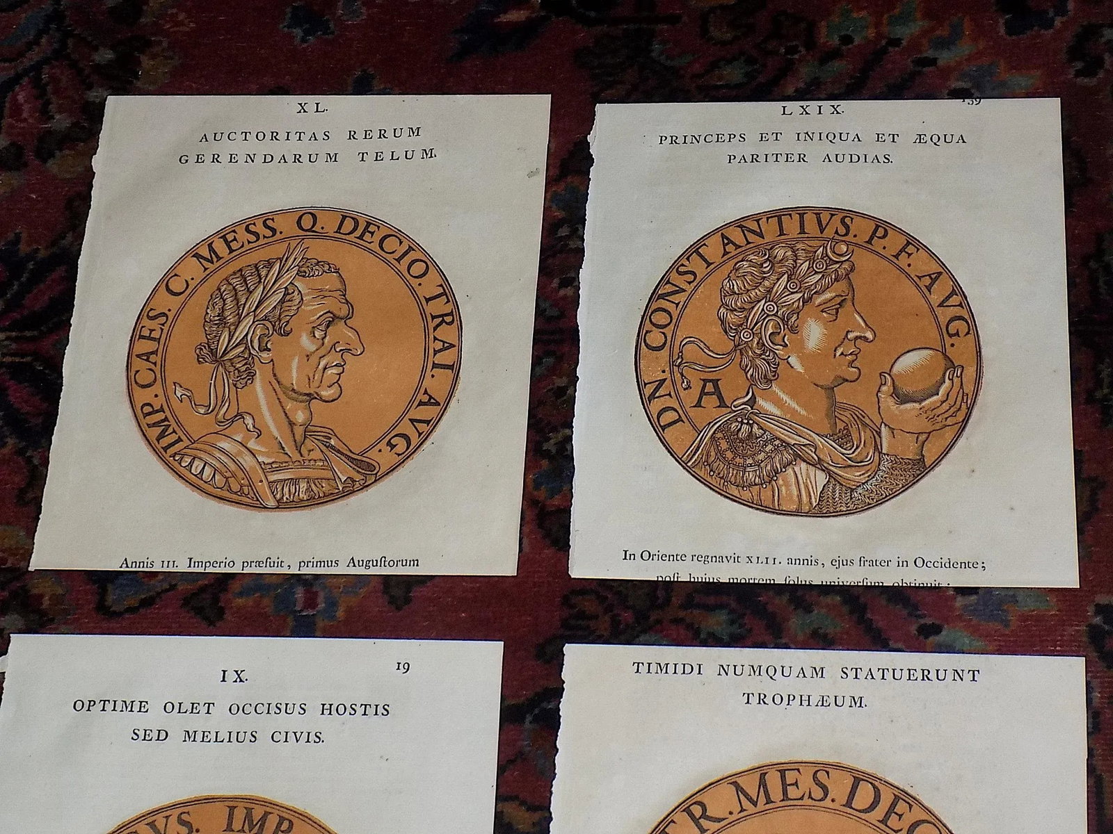 Authentic Antique Early 18th C. Hubert Goltzius Chiaroscuro Color Woodcut Portraits of Roman Emperor - 2