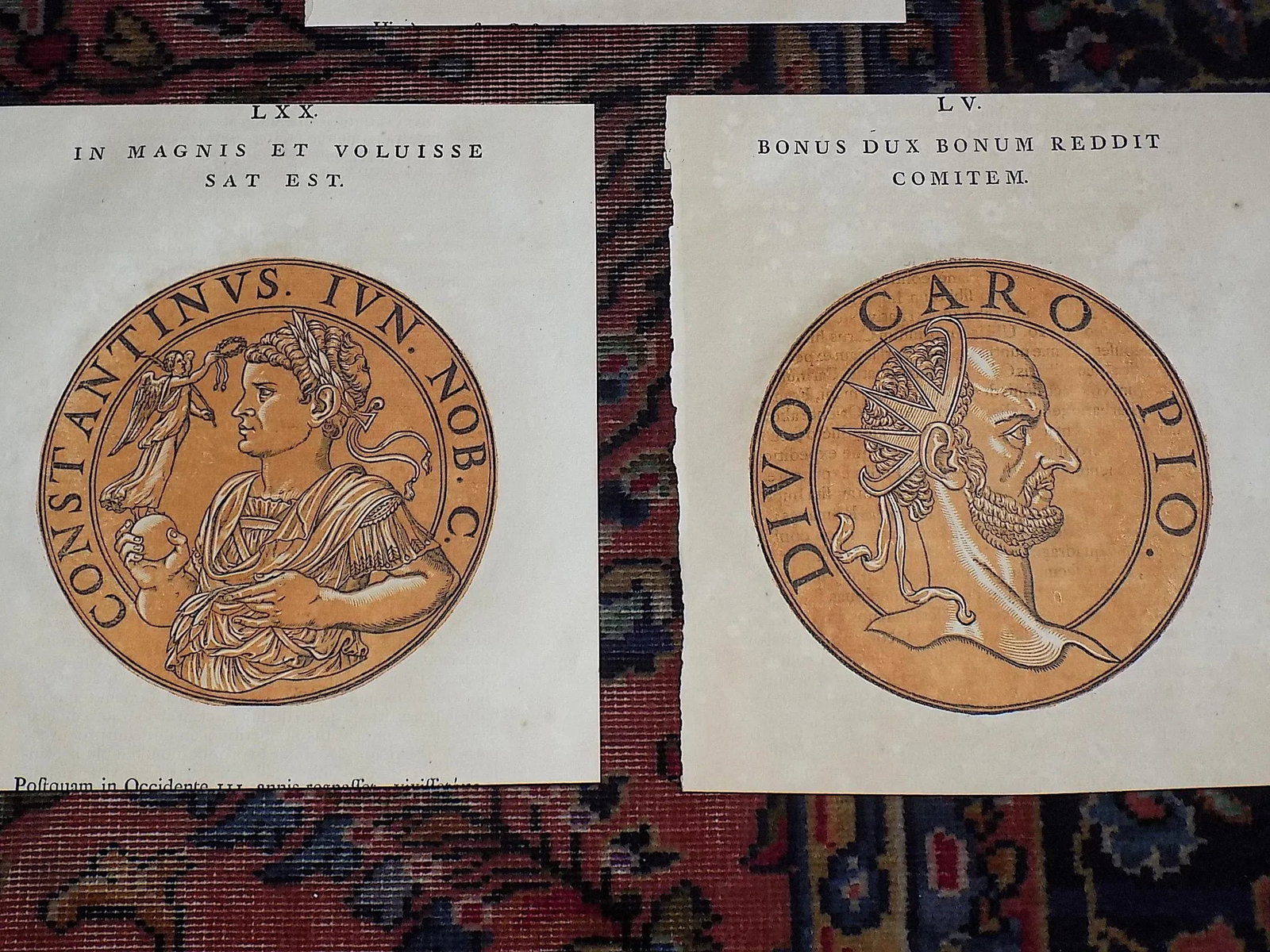 Authentic Antique Early 18th C. Hubert Goltzius Chiaroscuro Color Woodcut Portraits of Roman Emperor - 6