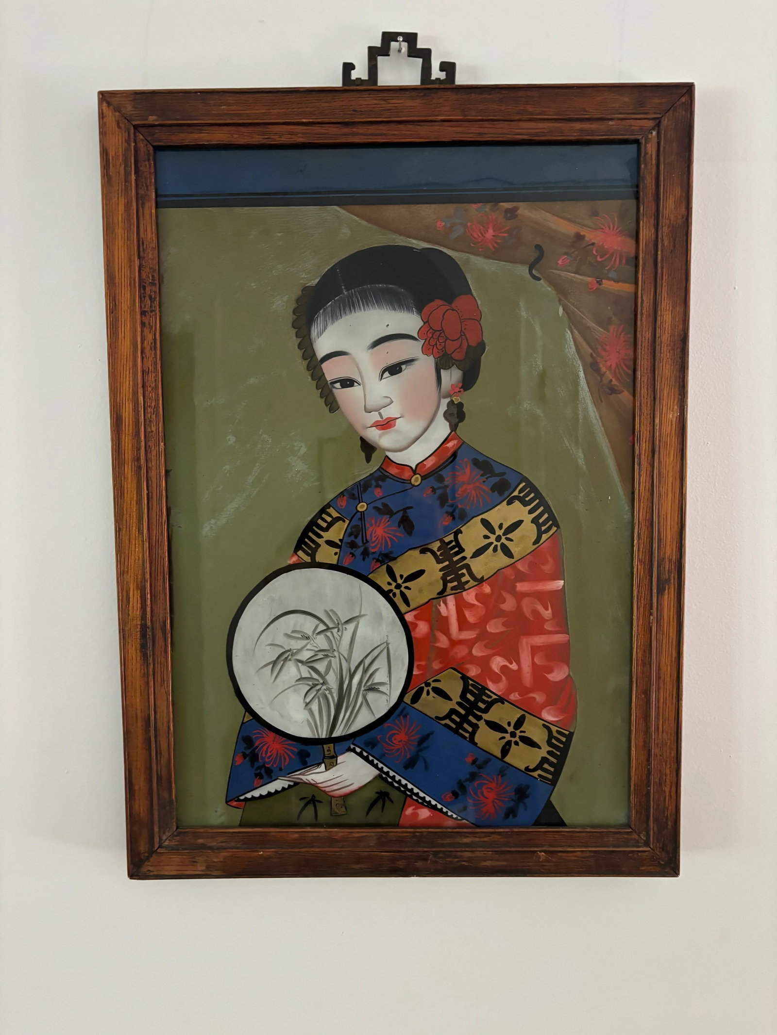 19th Century Reverse Chinese Portrait Paintings. A Pair - 7