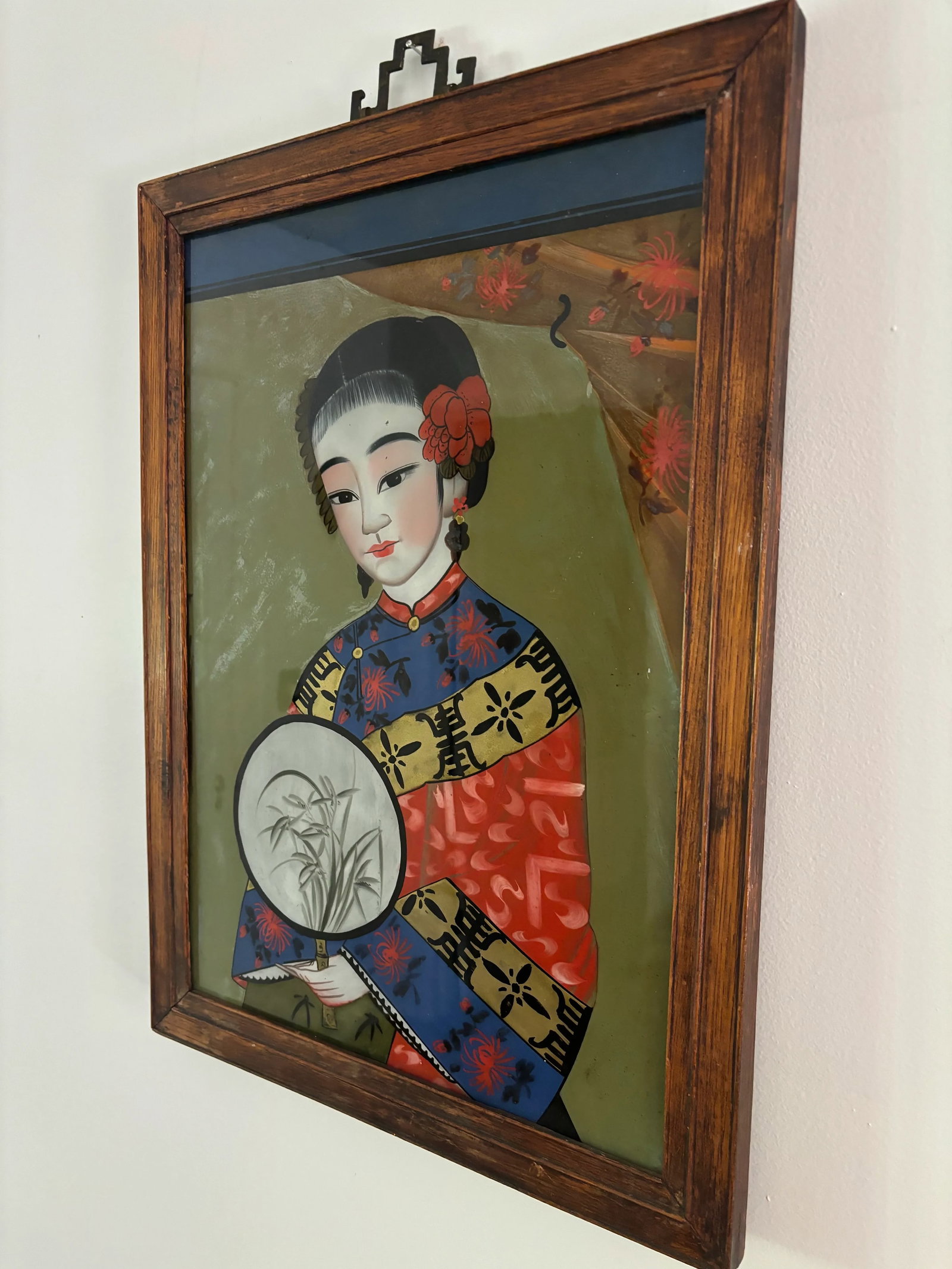 19th Century Reverse Chinese Portrait Paintings. A Pair - 9