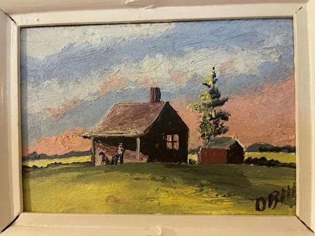 Petite Oil on Wood on Rural Scene, Vintage - 2
