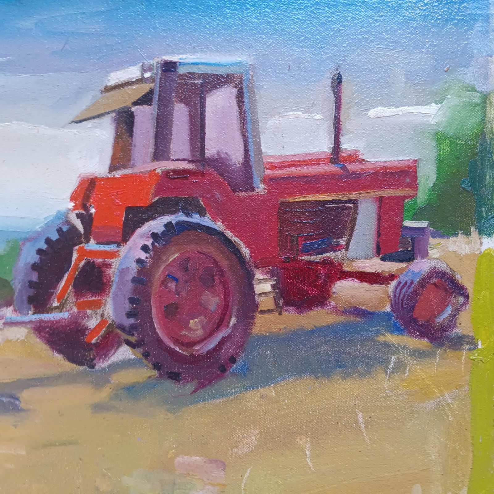 Harvesting the Hay in His Favorite Field Original Oil Painting - 5
