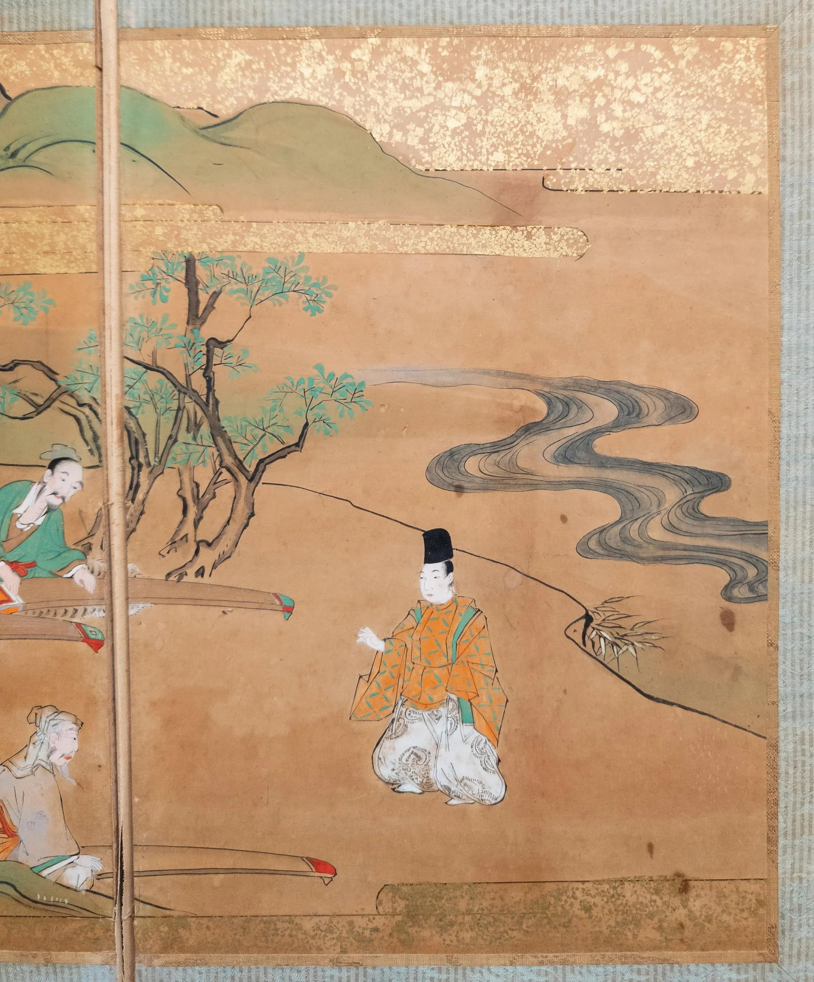 19th Century Japanese Meiji Period Watercolor Folding Table Screen Painting - 6