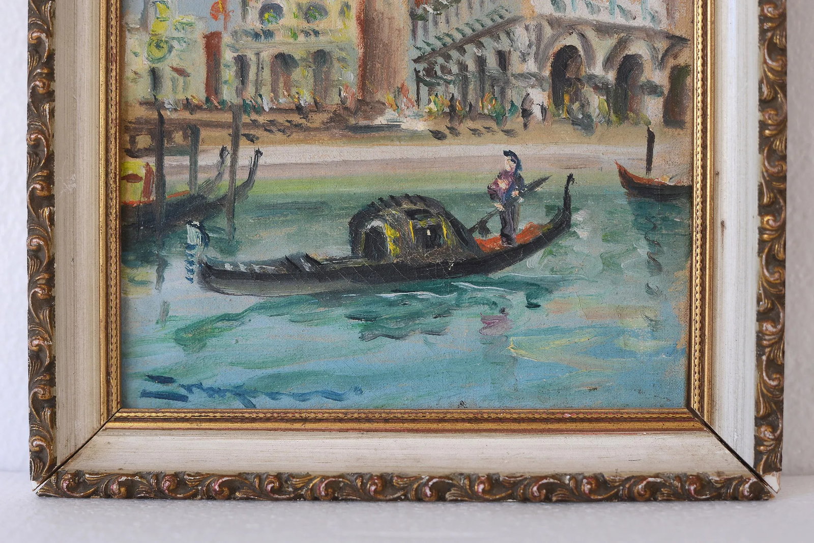 Vintage Small Venice Piazza Gondola San Marco Painting - 4