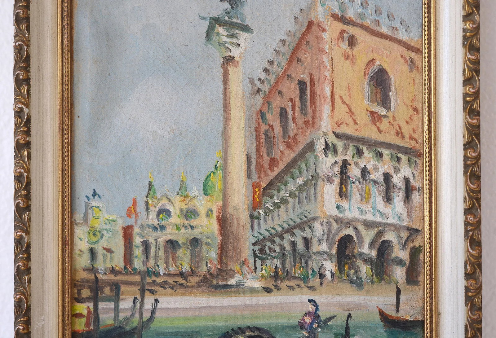 Vintage Small Venice Piazza Gondola San Marco Painting - 5