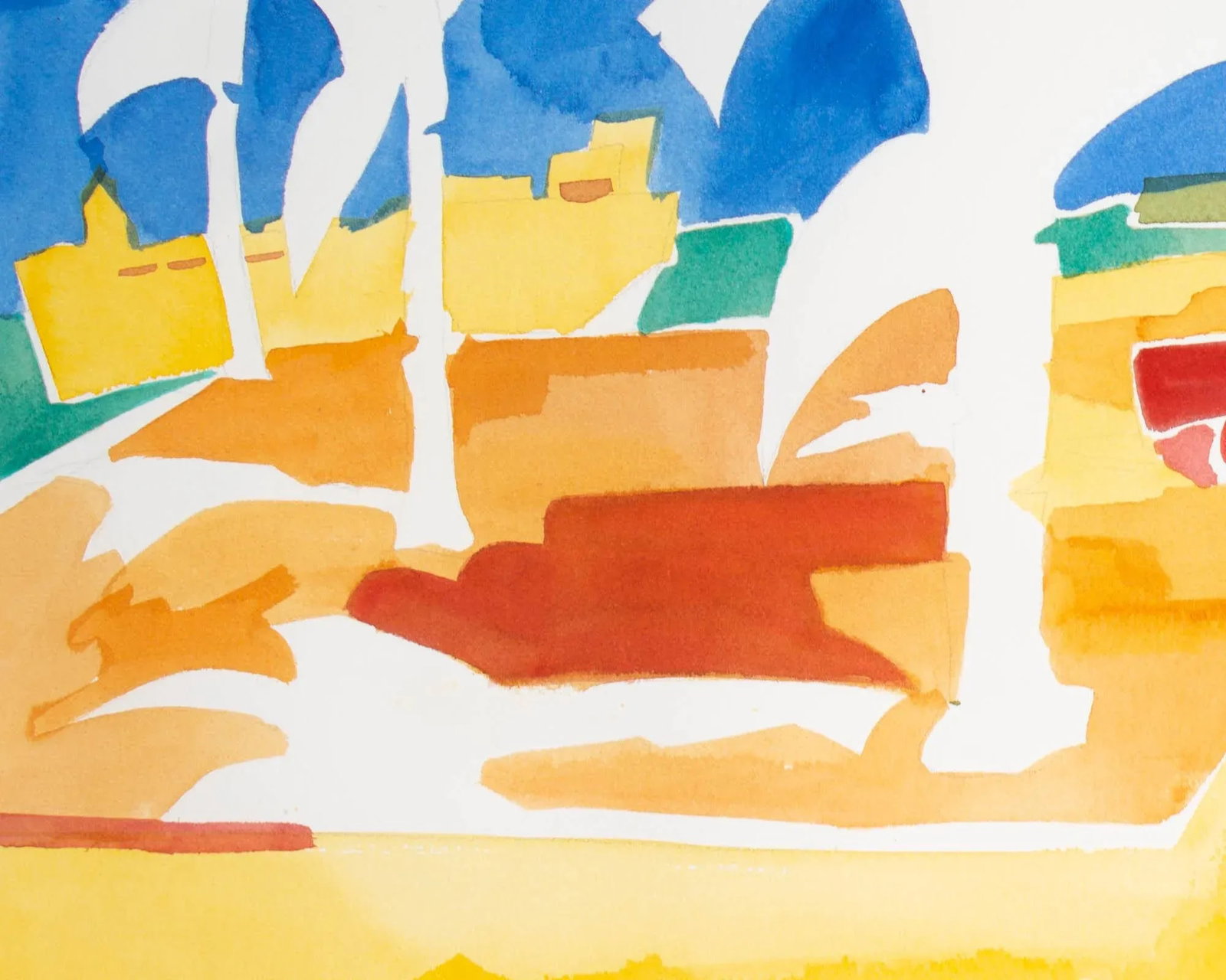 1999 Abstract Watercolor of Palm Trees by Norma Jean Bruckner - 3