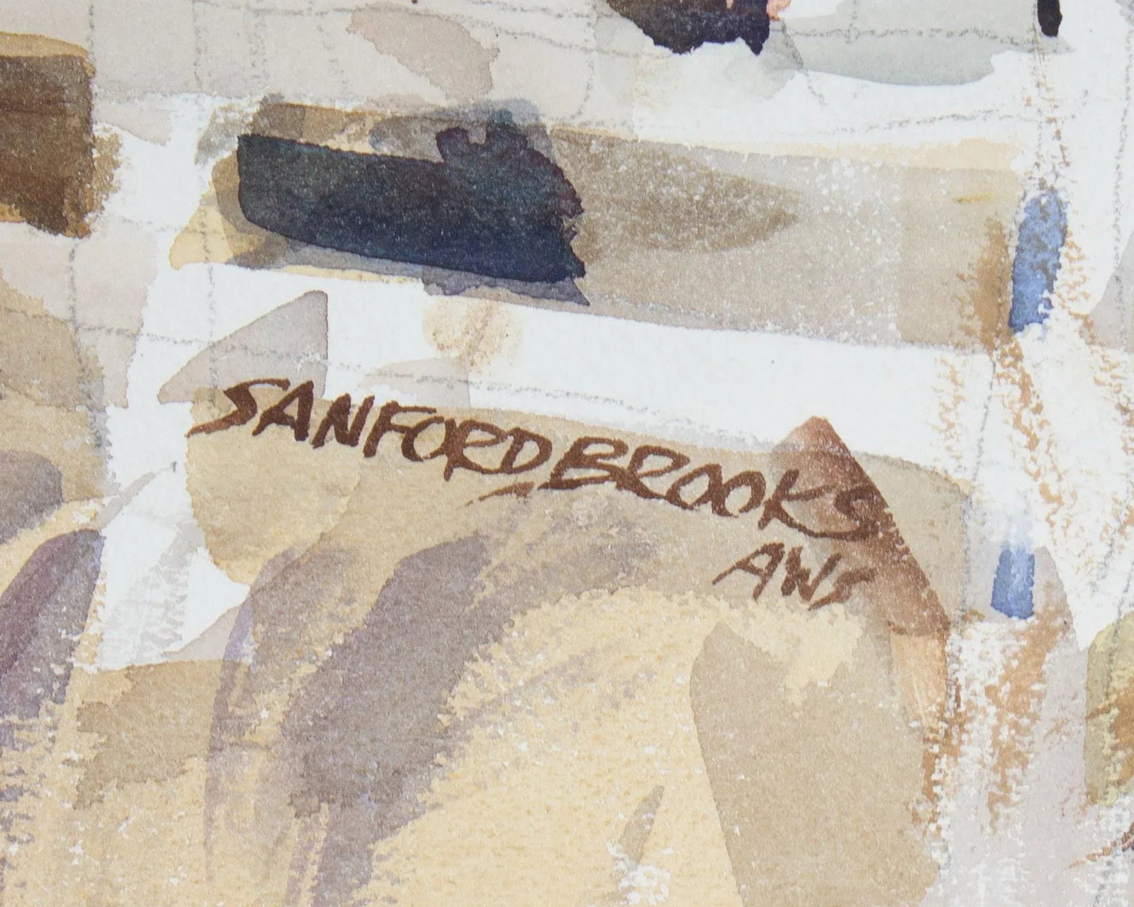 Signed Watercolor of a Farm by Sanford Brooks - 5
