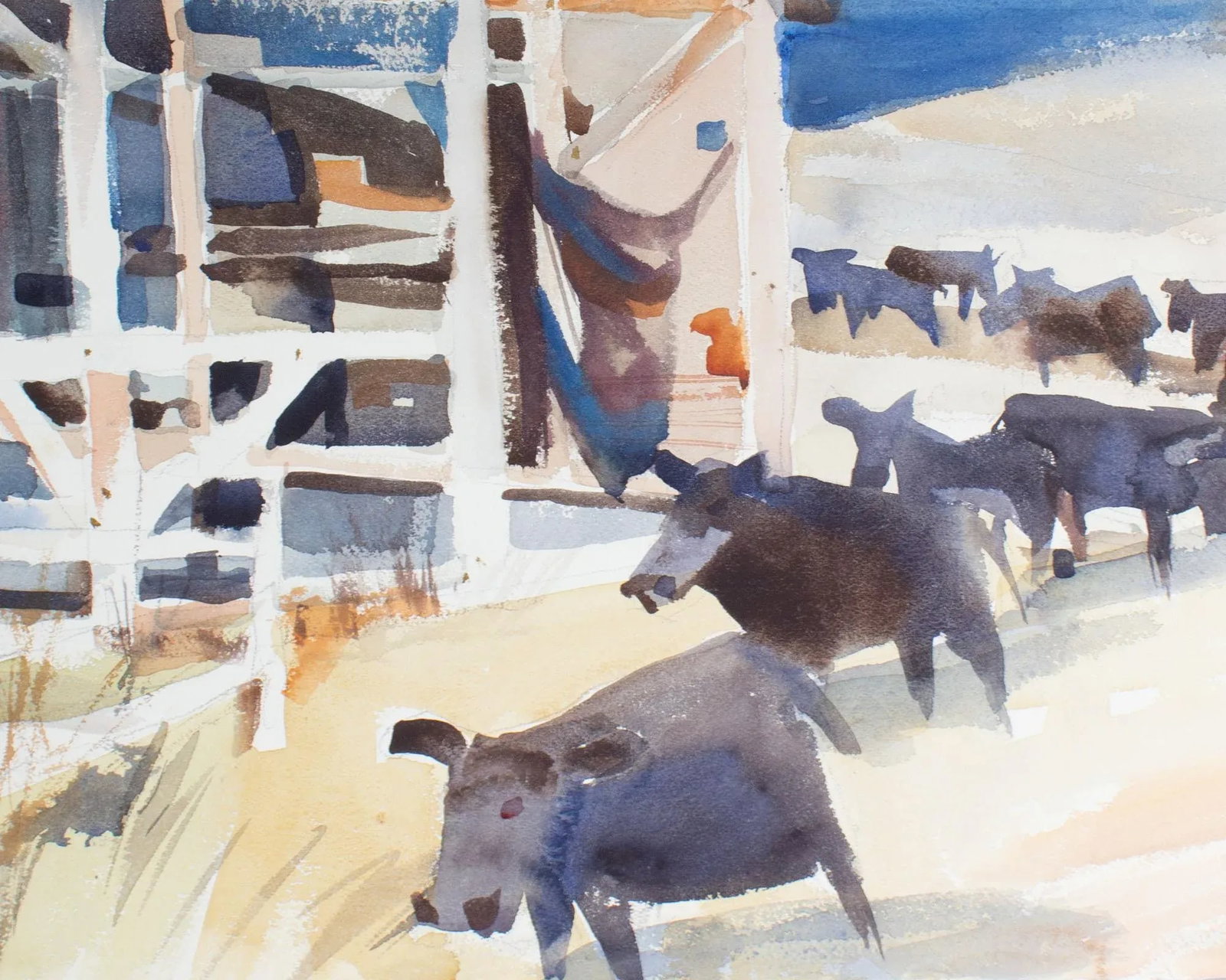 Signed Watercolor of a Farm by Sanford Brooks - 7