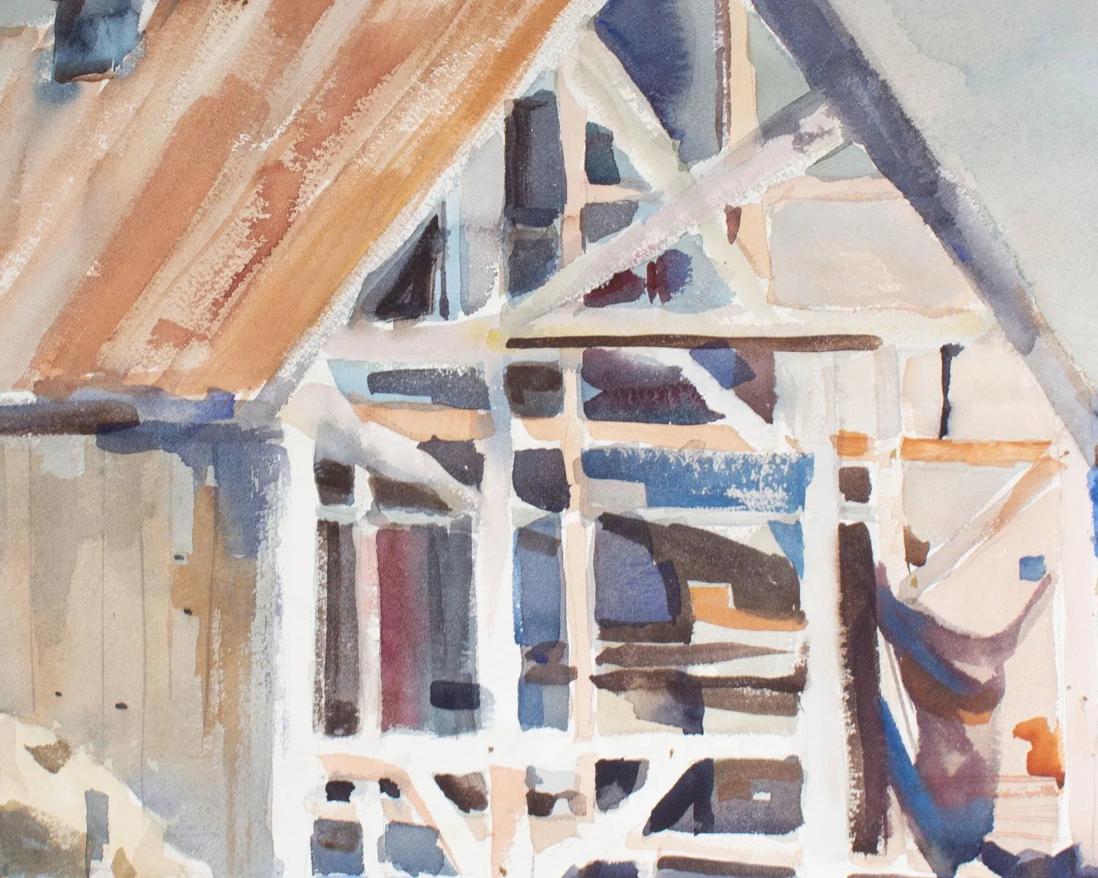 Signed Watercolor of a Farm by Sanford Brooks - 8