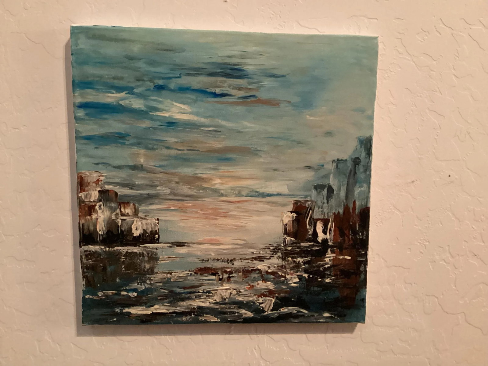 Original Oil Painting Landscape/Seascape, Titled "Sunrise" by Artist Creanga Elena.Signed by Artist - 2