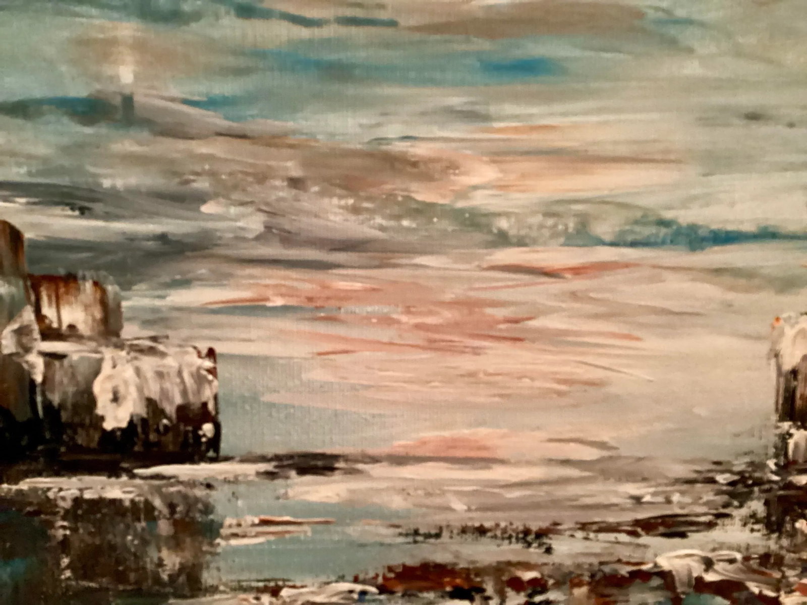 Original Oil Painting Landscape/Seascape, Titled "Sunrise" by Artist Creanga Elena.Signed by Artist - 3