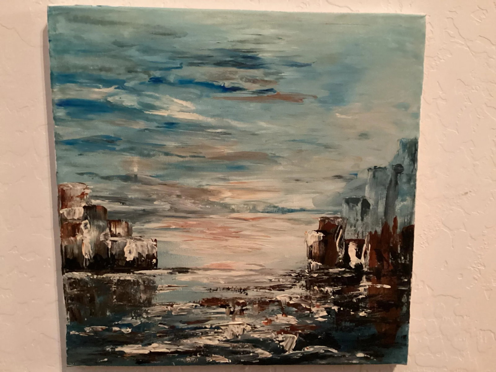 Original Oil Painting Landscape/Seascape, Titled "Sunrise" by Artist Creanga Elena.Signed by Artist - 4