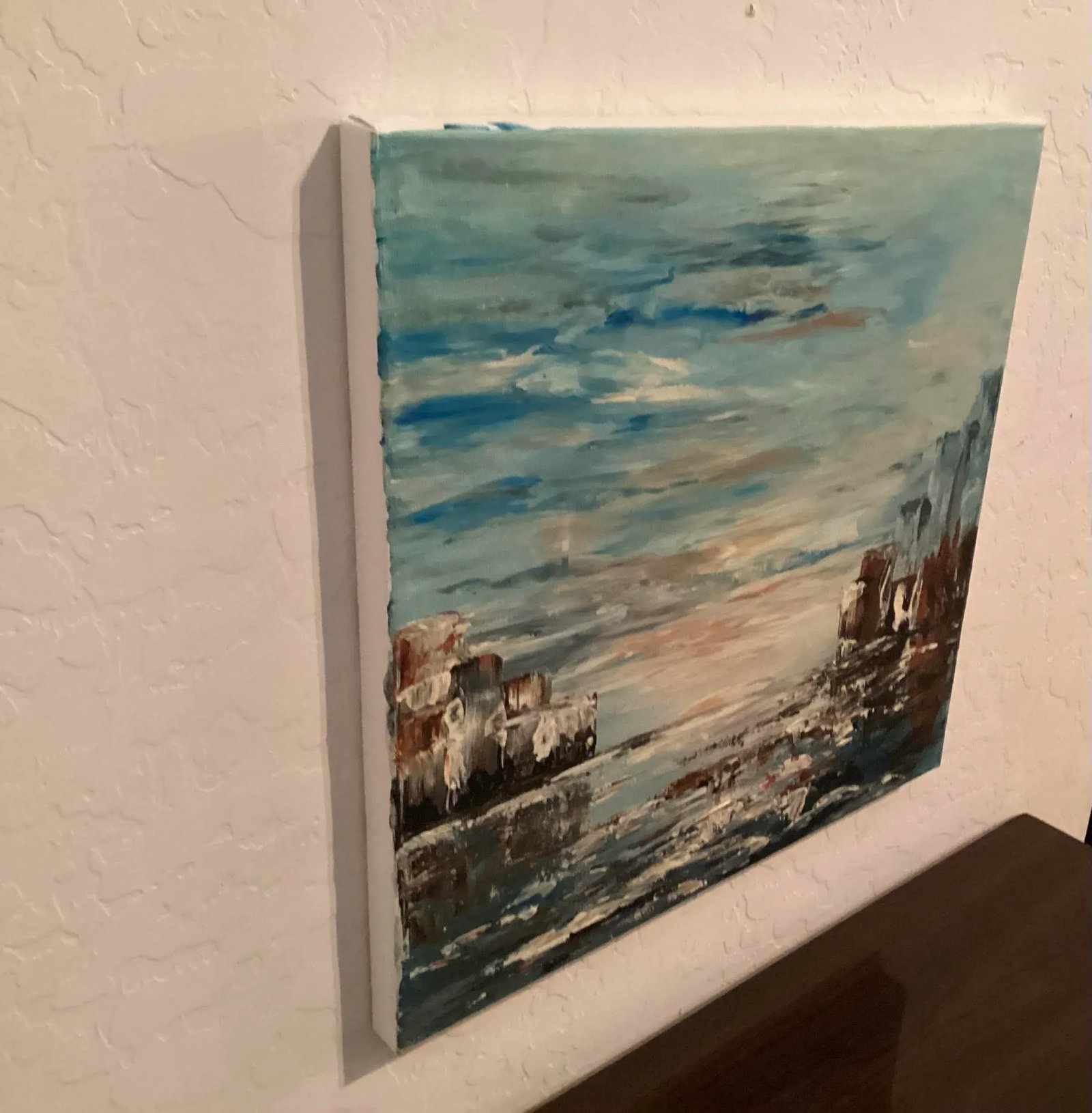 Original Oil Painting Landscape/Seascape, Titled "Sunrise" by Artist Creanga Elena.Signed by Artist - 5