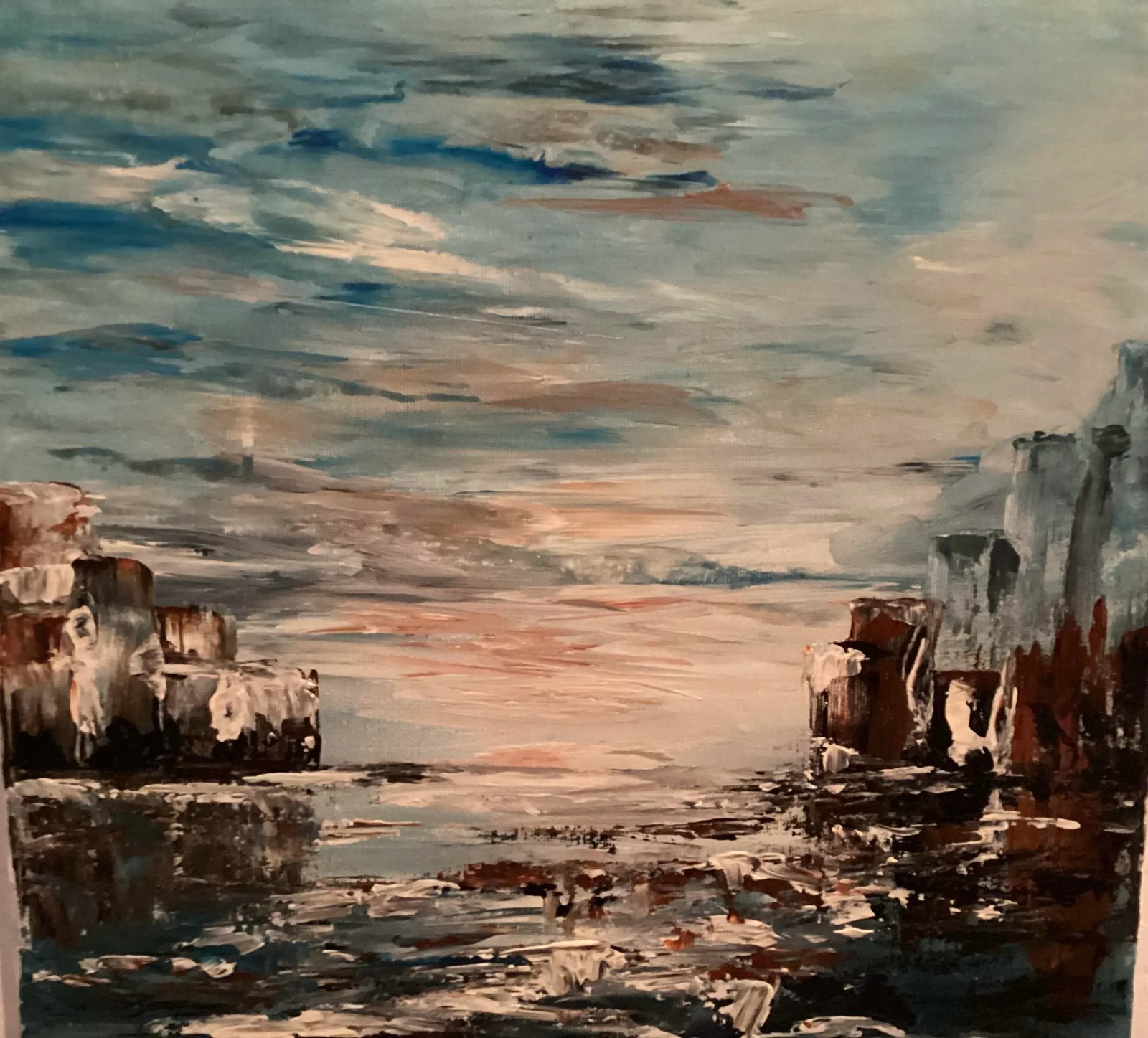 Original Oil Painting Landscape/Seascape, Titled "Sunrise" by Artist Creanga Elena.Signed by Artist - 6