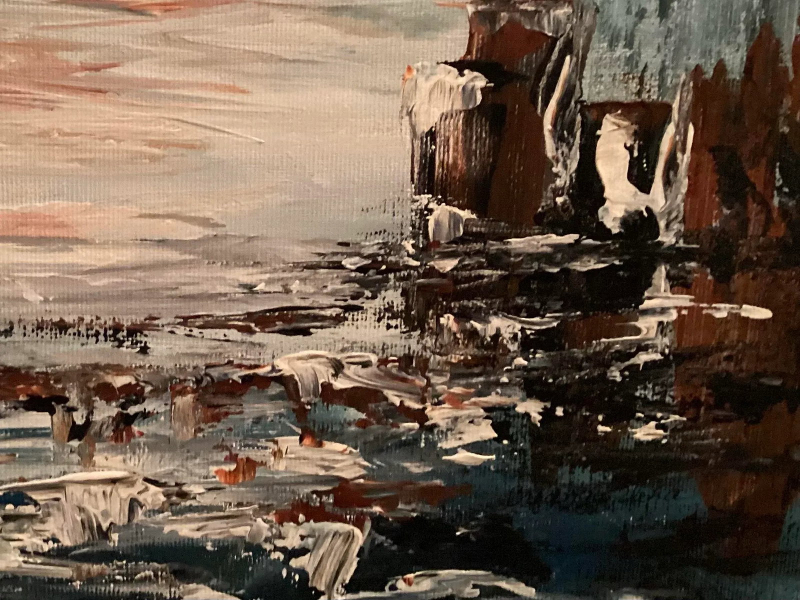 Original Oil Painting Landscape/Seascape, Titled "Sunrise" by Artist Creanga Elena.Signed by Artist - 7
