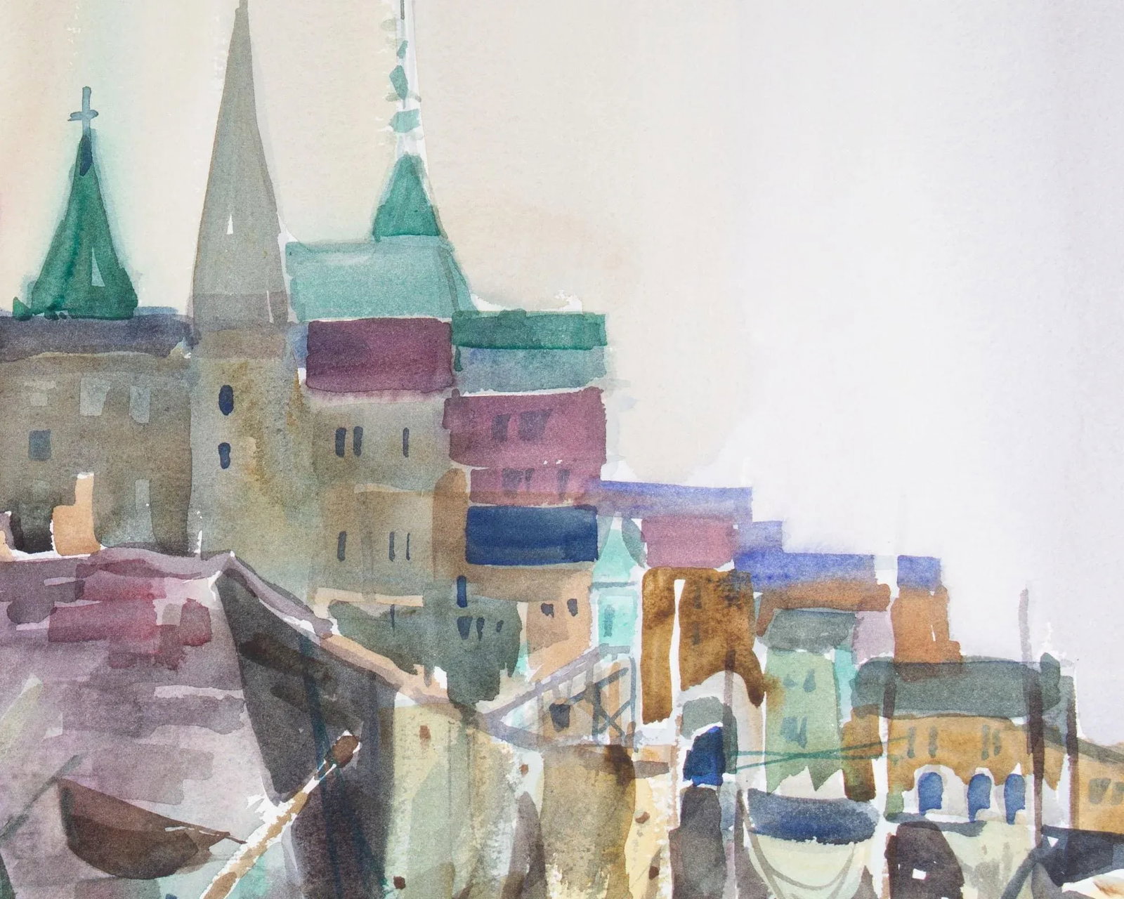 Signed "Honfleur, France" Watercolor Painting by Sanford Brooks - 6