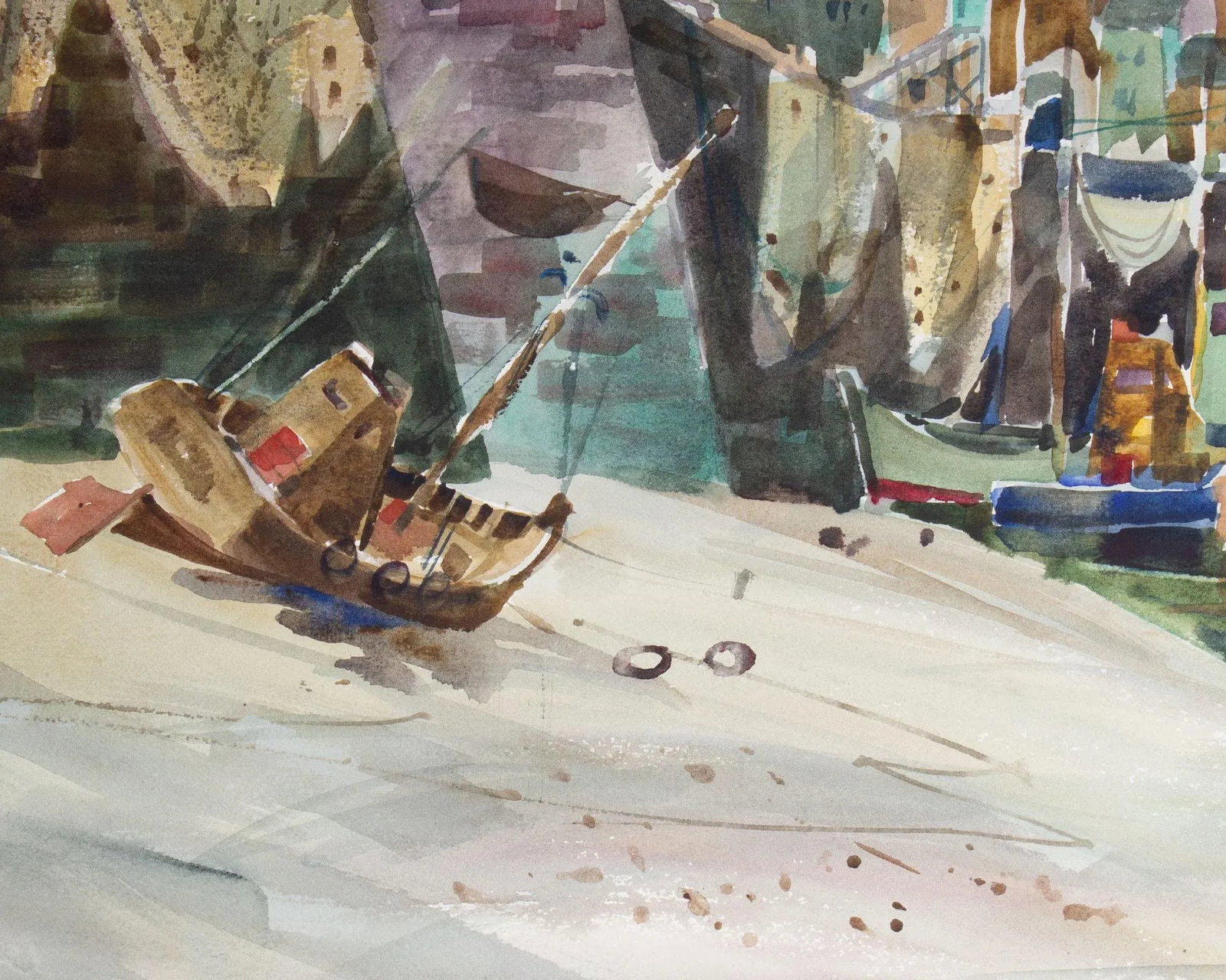 Signed "Honfleur, France" Watercolor Painting by Sanford Brooks - 8