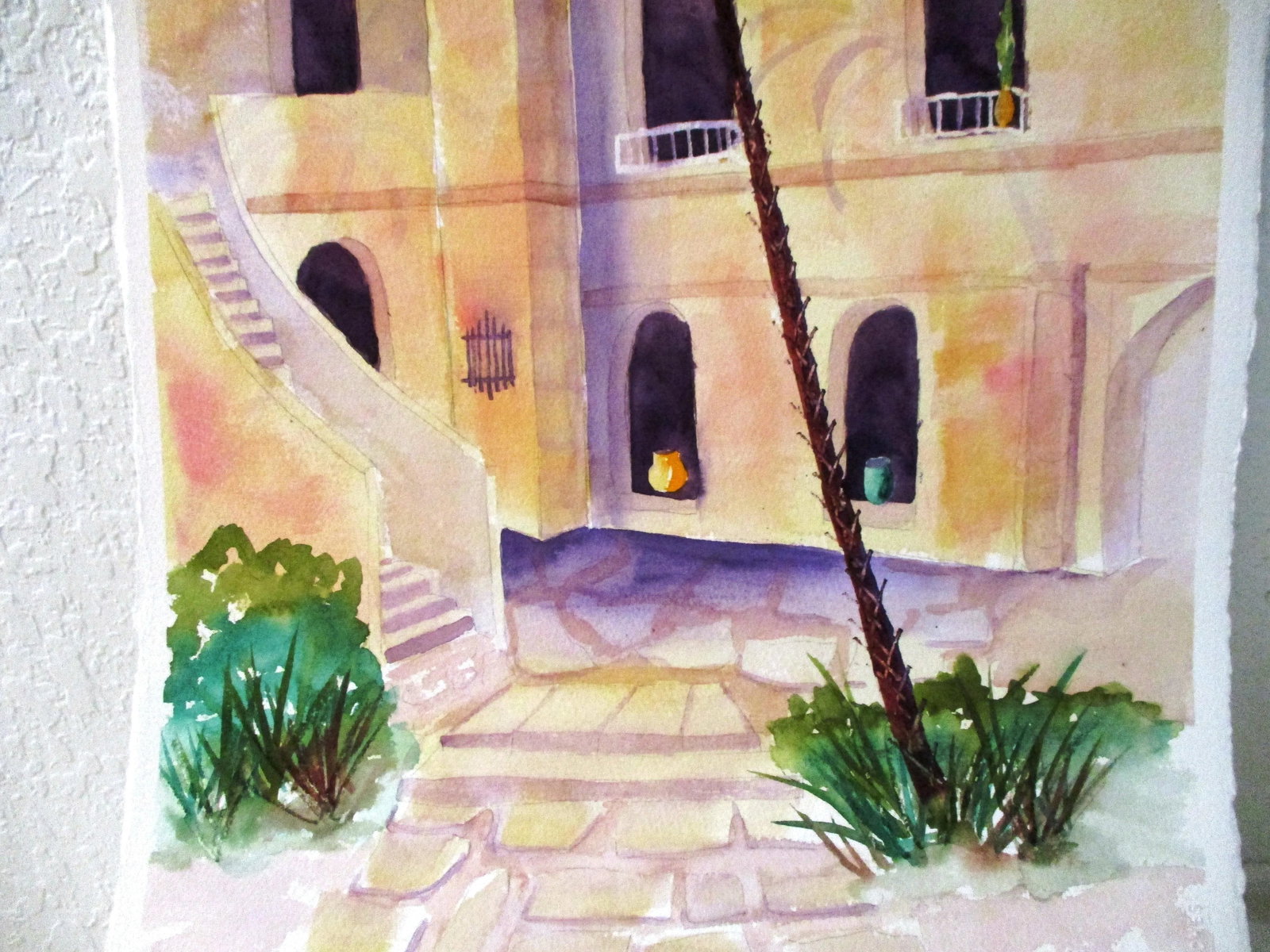 Mediterranean Homes Watercolor Paintings - a Pair - 4