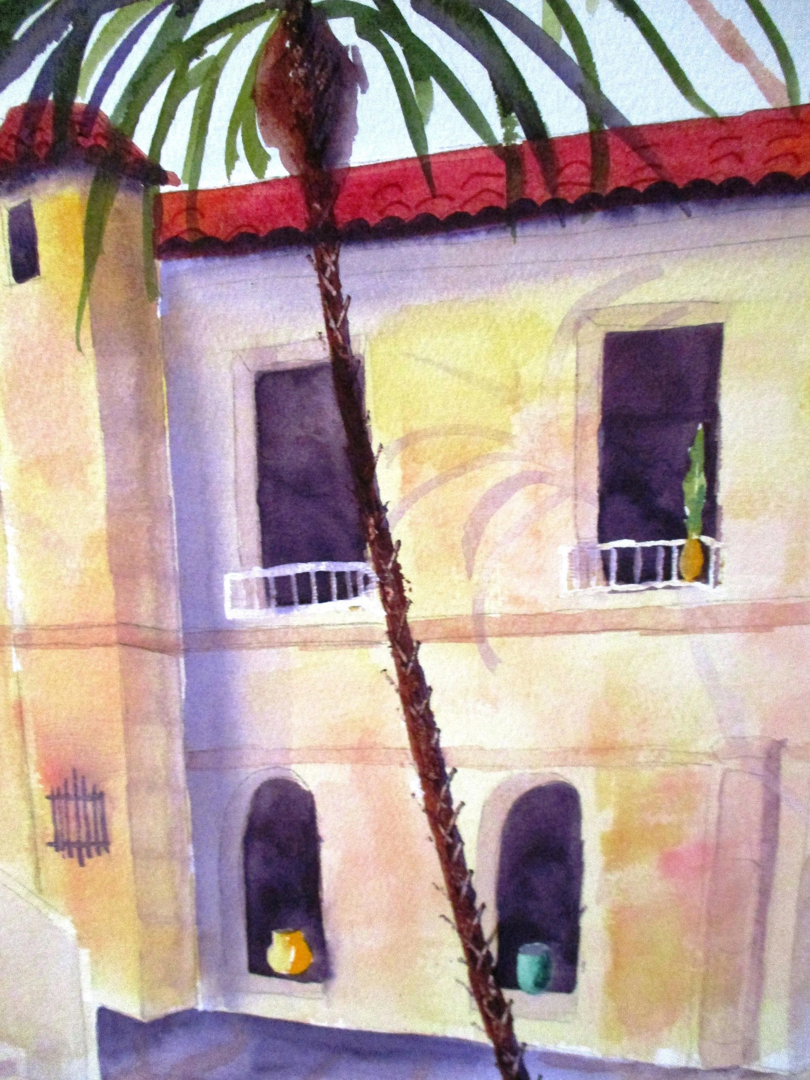 Mediterranean Homes Watercolor Paintings - a Pair - 5