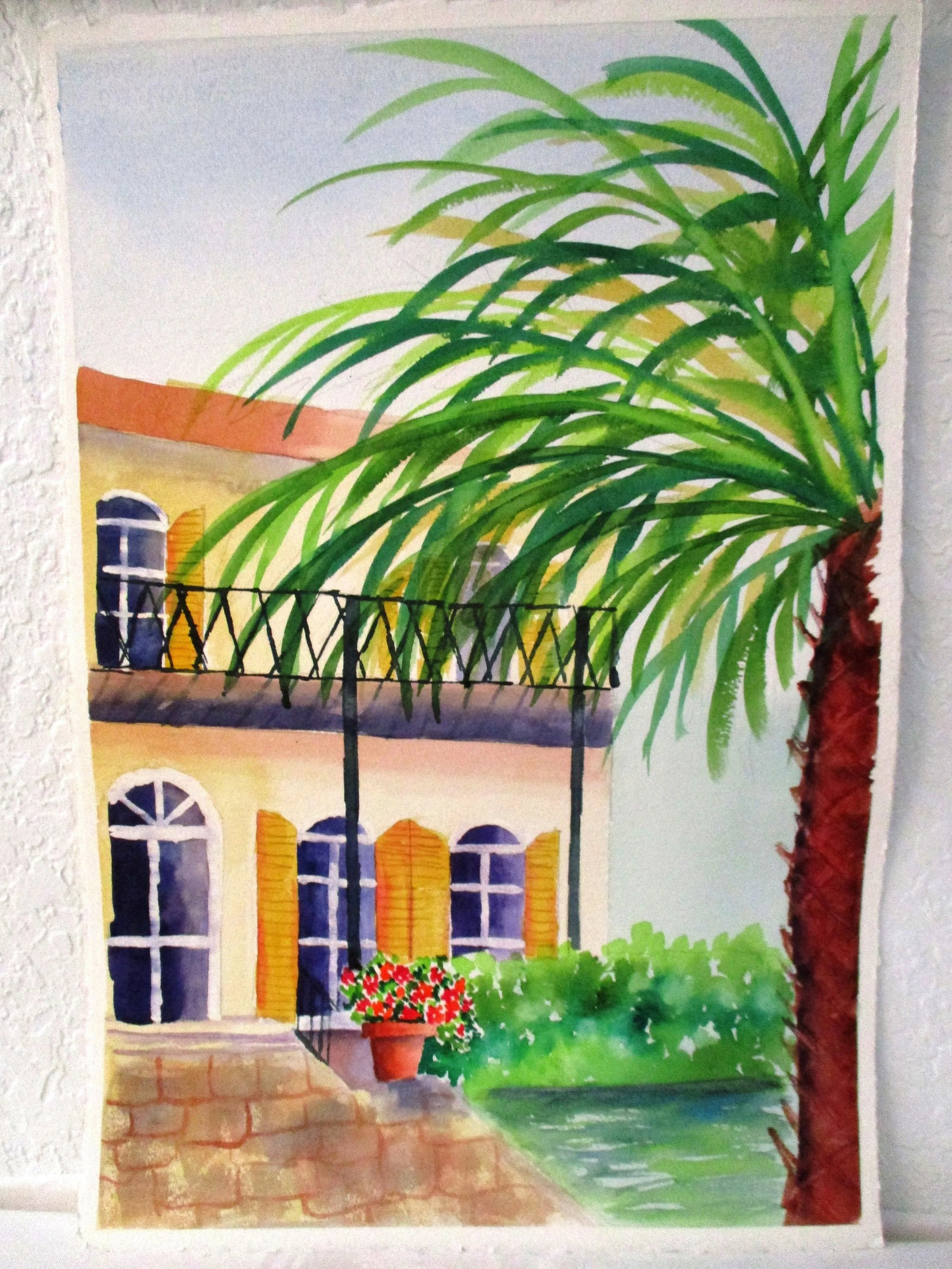 Mediterranean Homes Watercolor Paintings - a Pair - 7