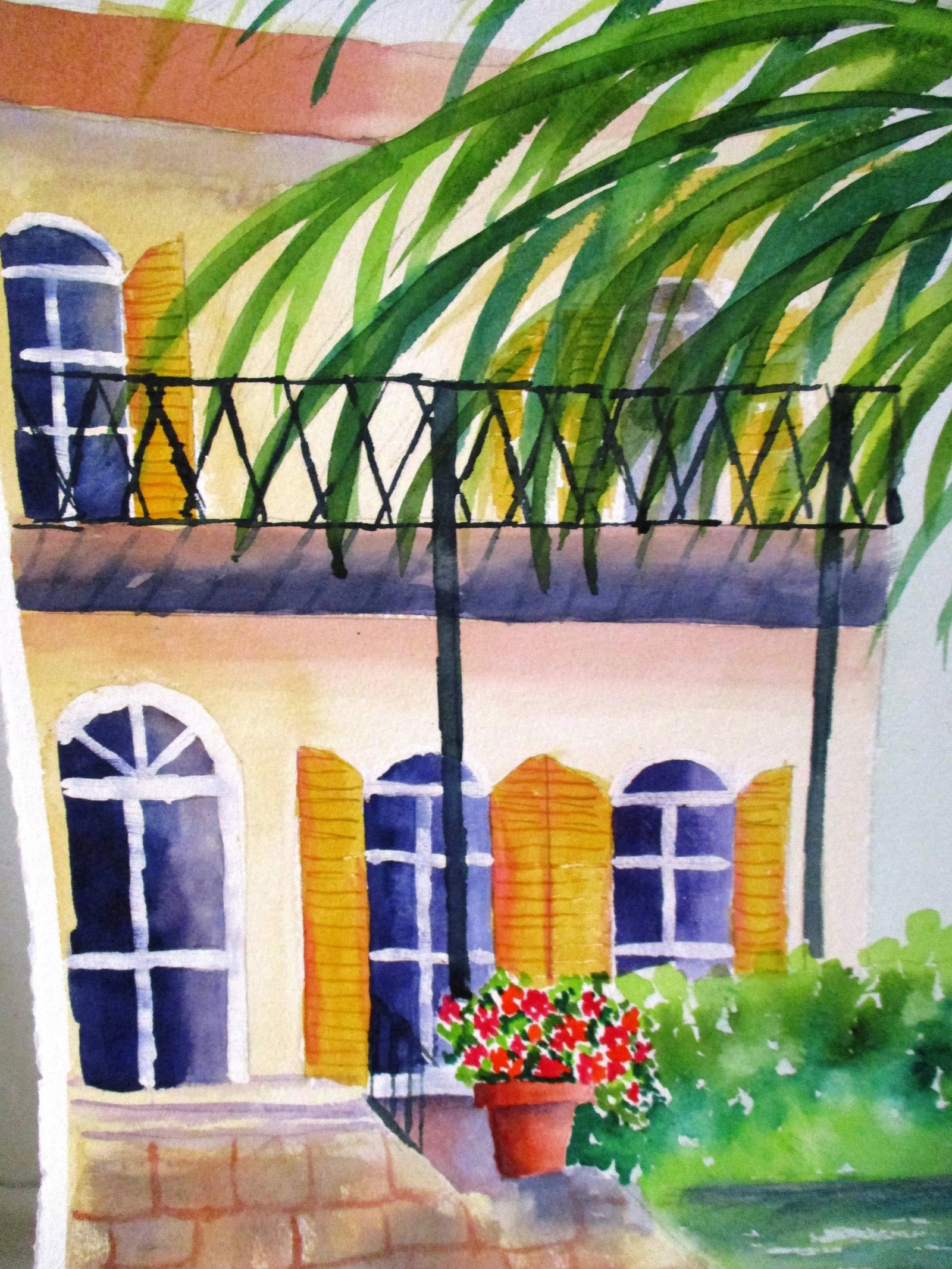 Mediterranean Homes Watercolor Paintings - a Pair - 8
