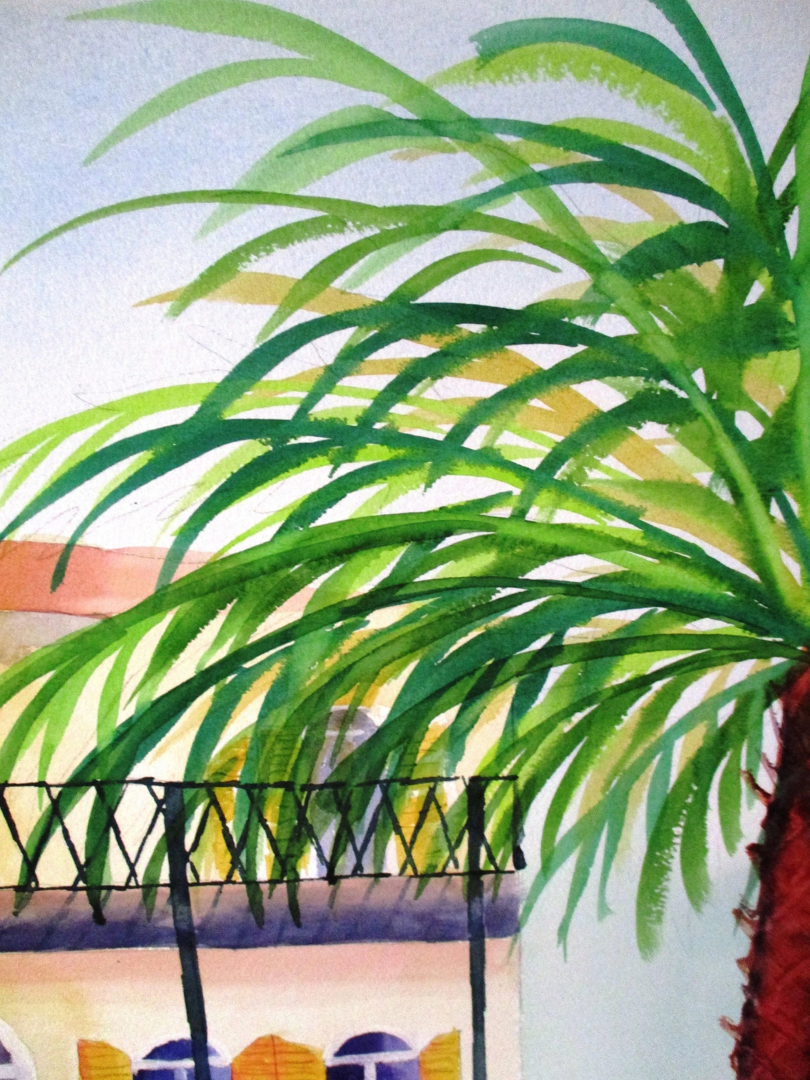 Mediterranean Homes Watercolor Paintings - a Pair - 9