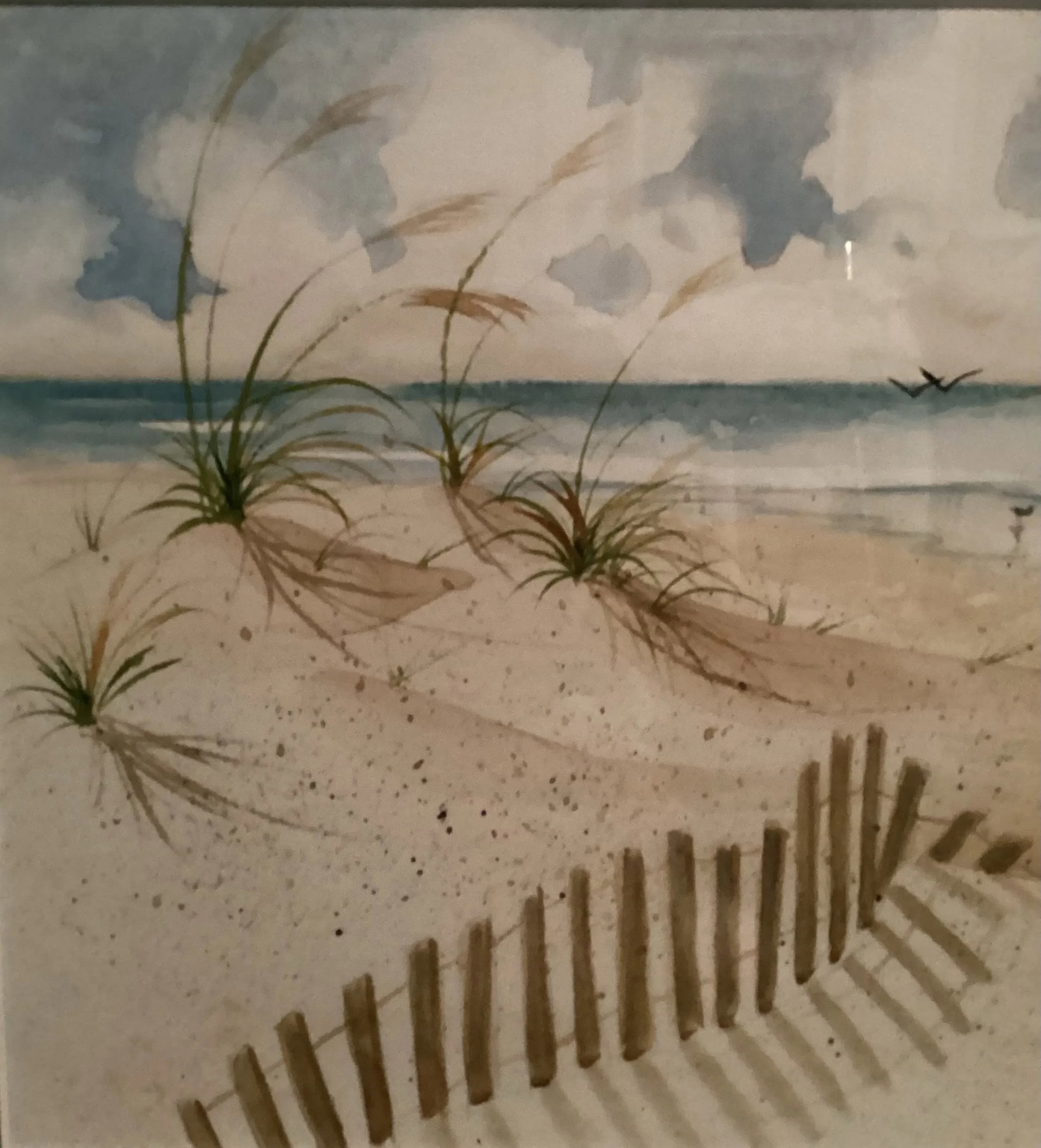 Original Watercolor Beach, Seascape, Signed by Artist Margaret Yates, Framed, Double Matted - 3