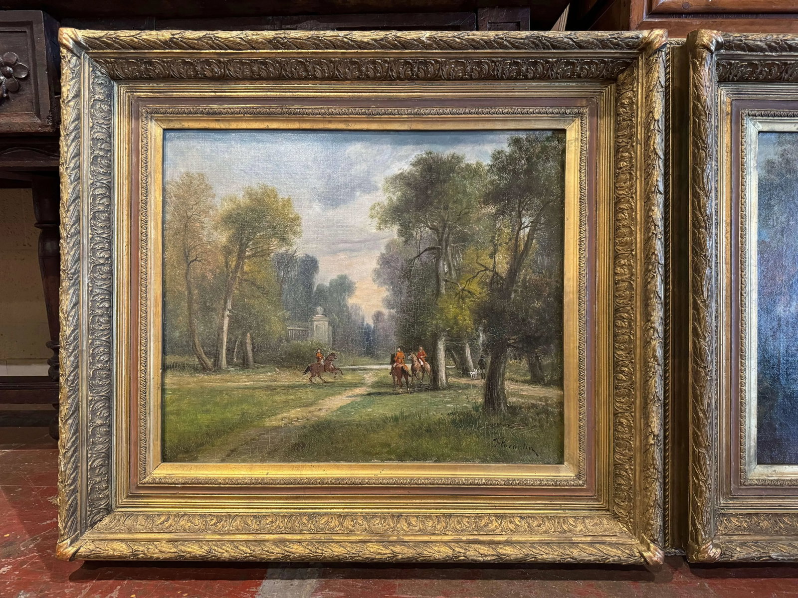 Pair of French "Chasse a Courre" Oil Paintings Signed Florantin, 19th Century - 3