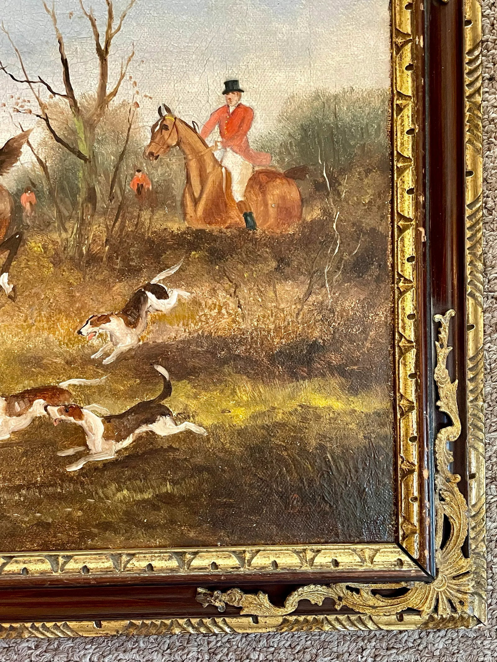 19th Century Oil on Canvas Hunt Scenes a Pair - 11