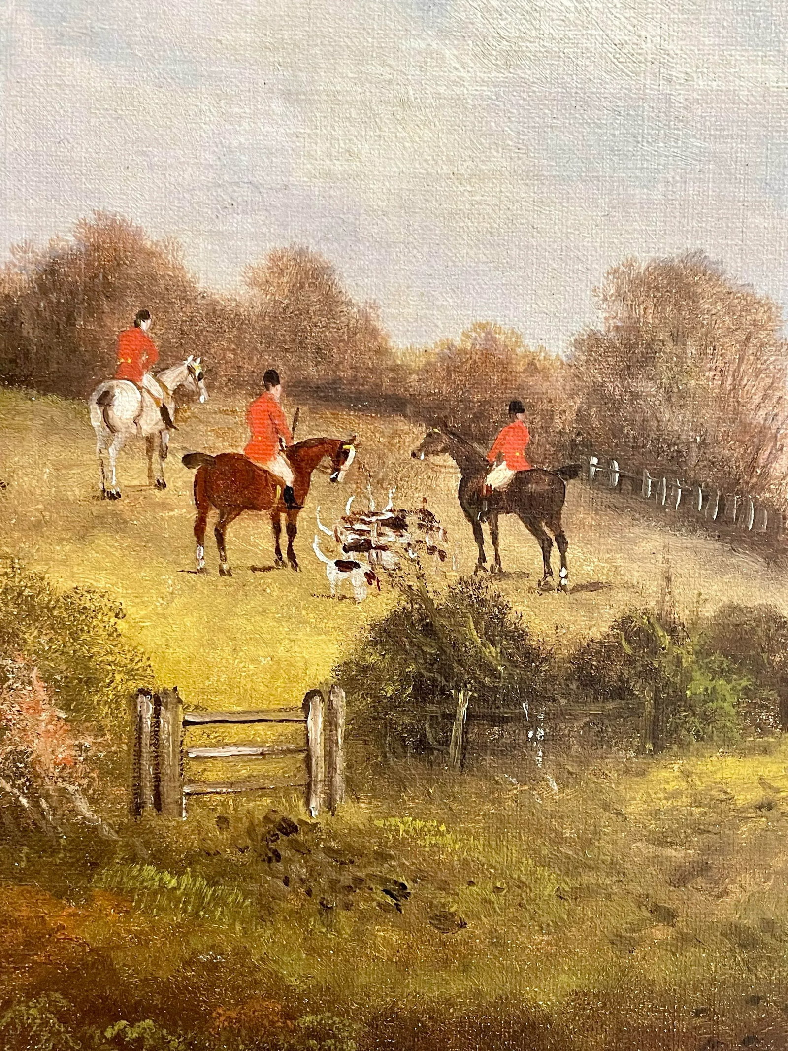 19th Century Oil on Canvas Hunt Scenes a Pair - 2