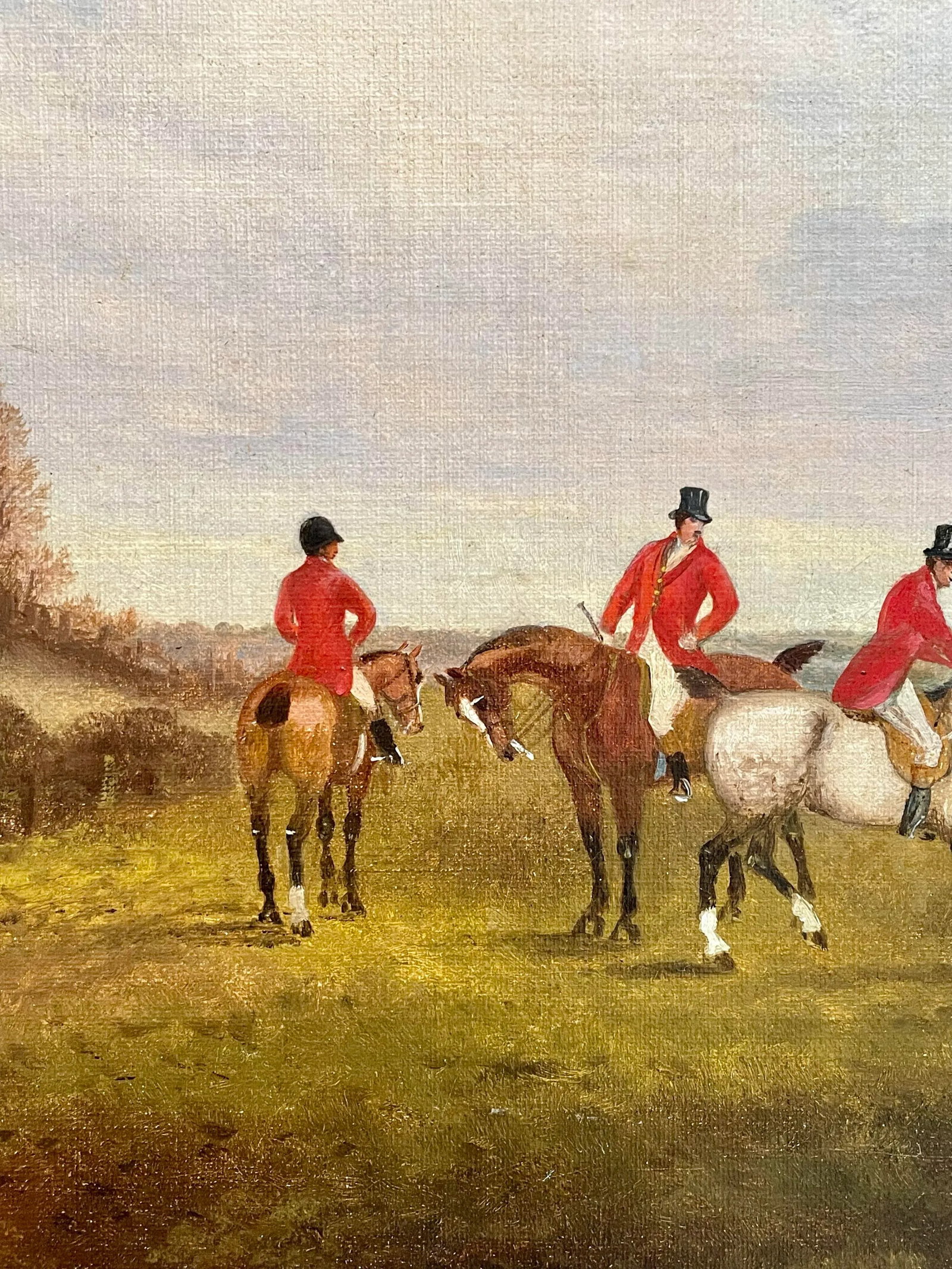 19th Century Oil on Canvas Hunt Scenes a Pair - 3