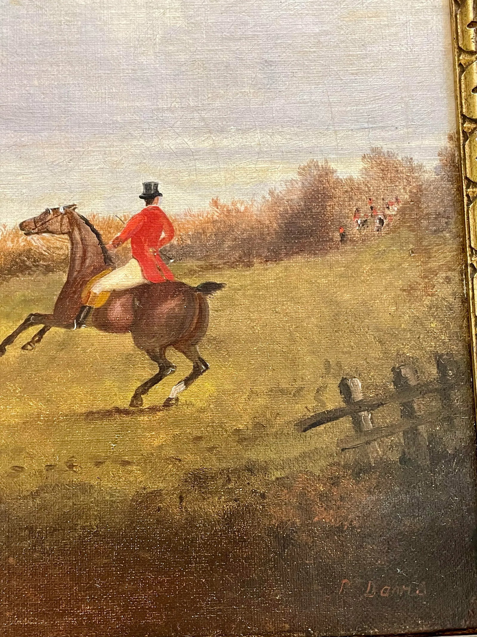19th Century Oil on Canvas Hunt Scenes a Pair - 5