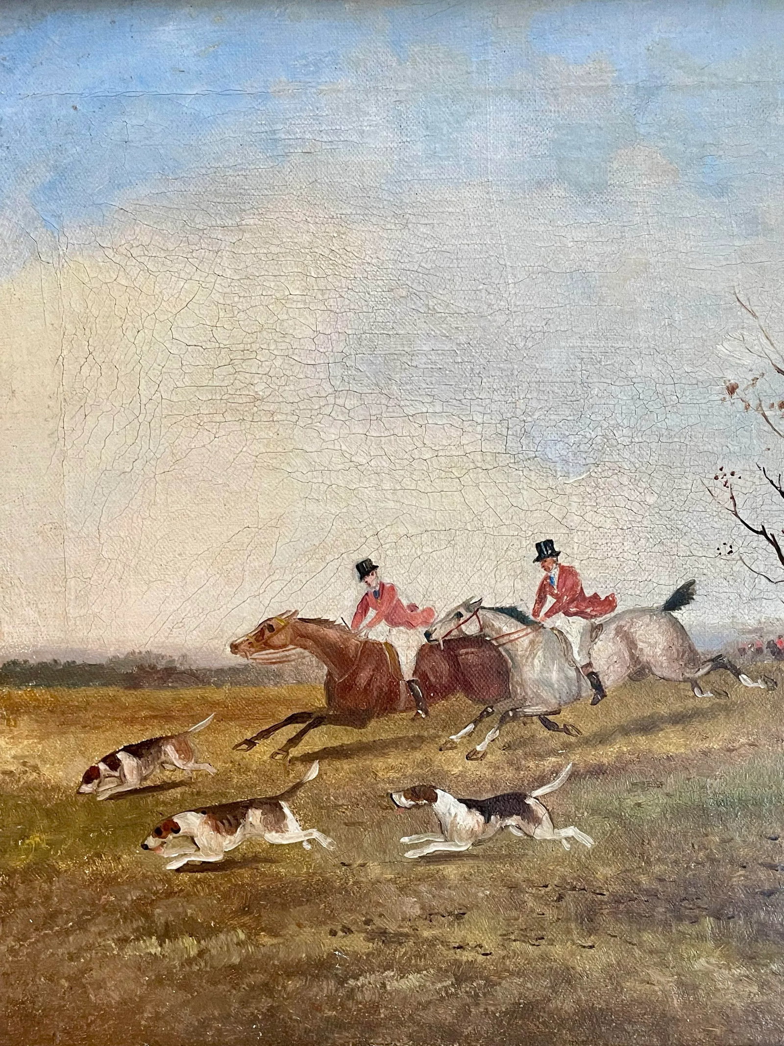 19th Century Oil on Canvas Hunt Scenes a Pair - 6