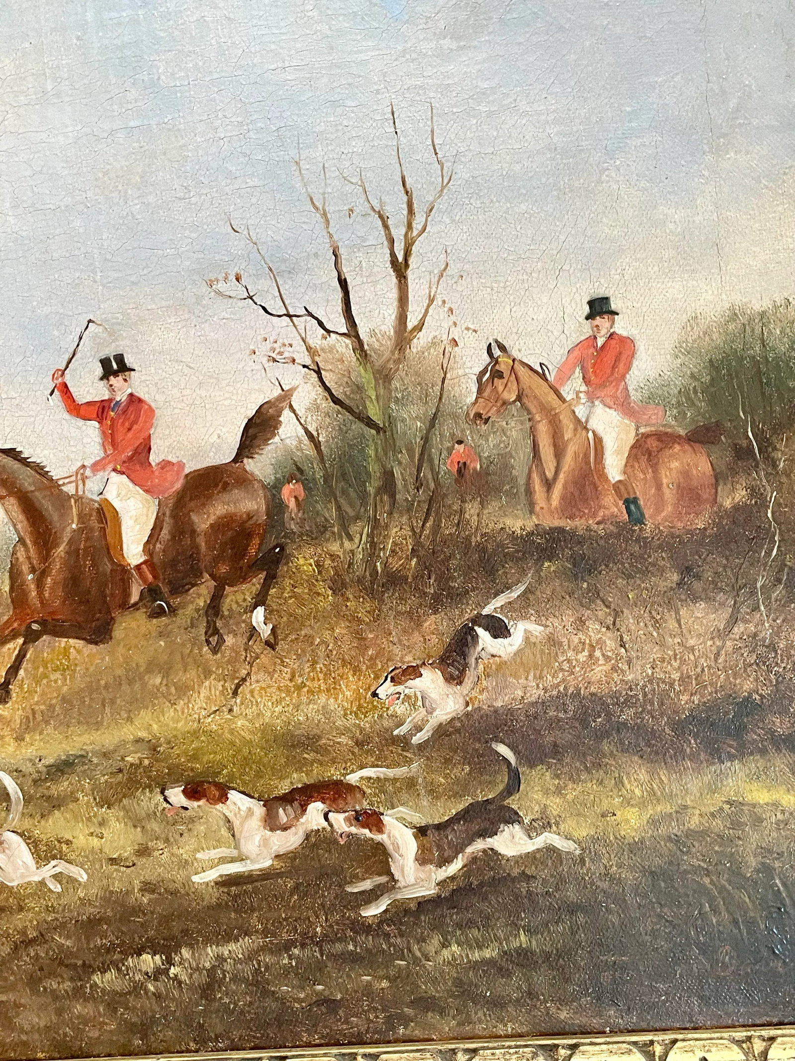 19th Century Oil on Canvas Hunt Scenes a Pair - 8
