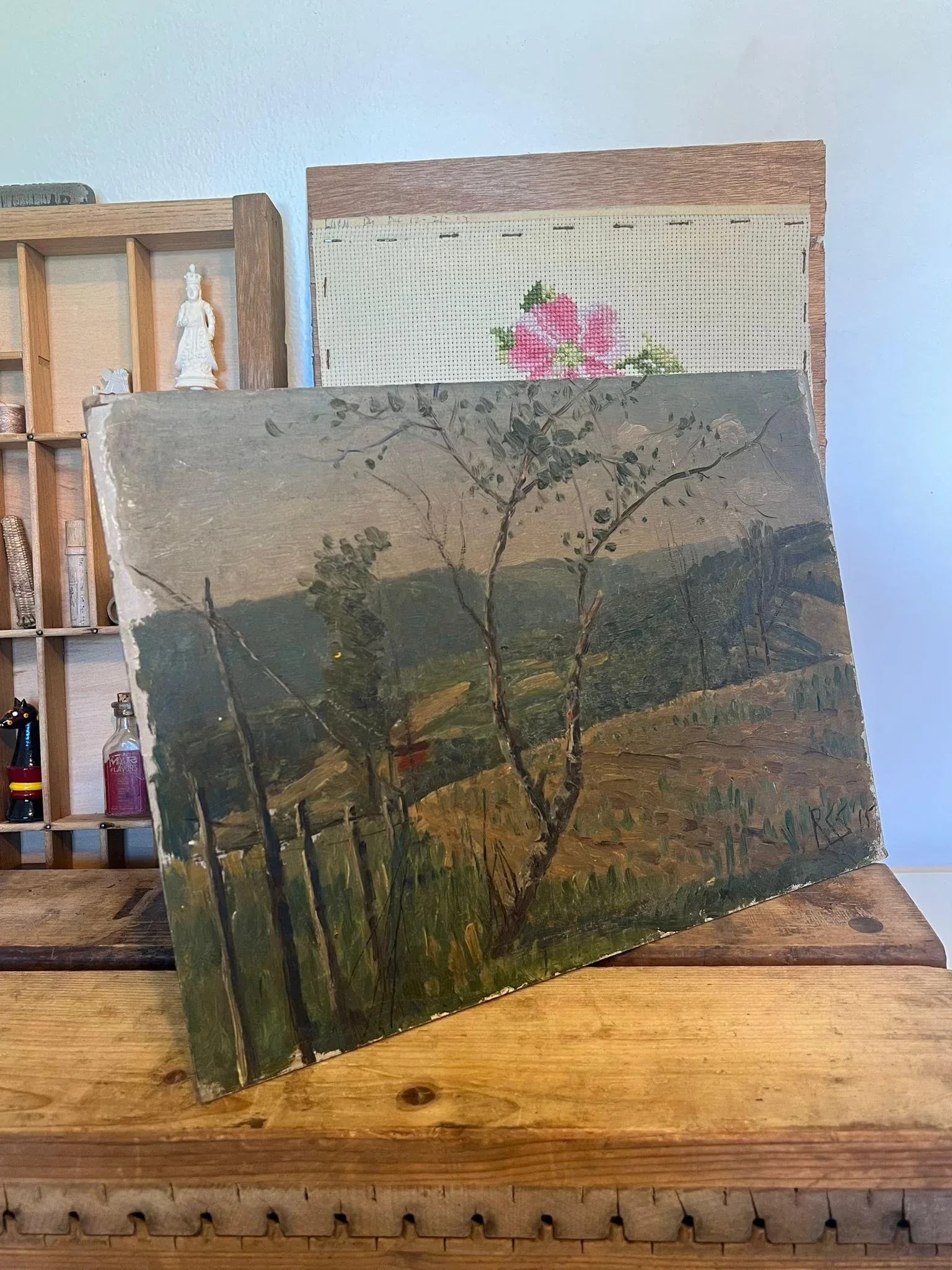 Vintage Hand Painted and Signed Landscape Painting - 2