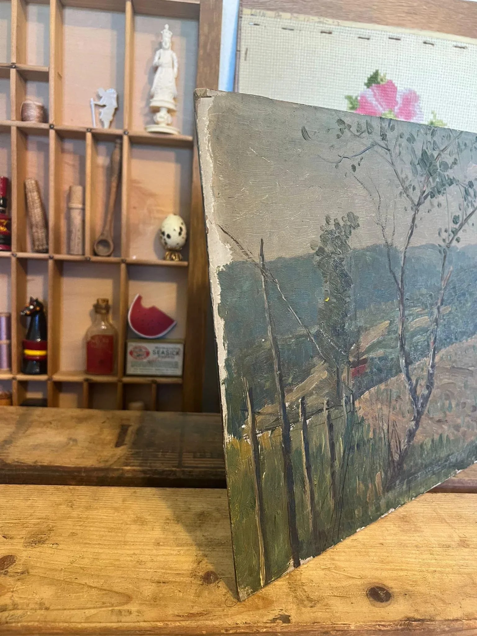 Vintage Hand Painted and Signed Landscape Painting - 4